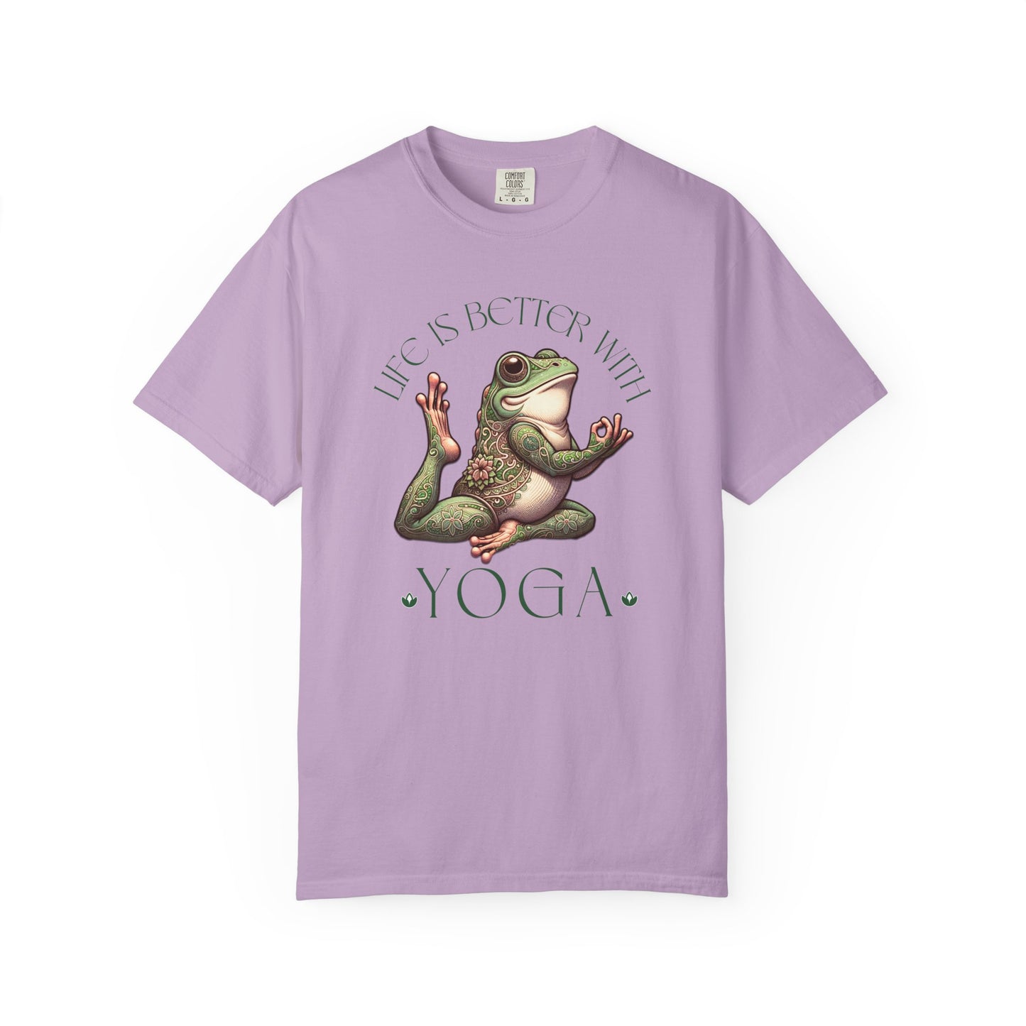 Green Yoga Frog Life Is Better With Yoga Unisex T-Shirt, Casual Wear, Highlander Fan Gift, T-Shirt Printify Orchid S