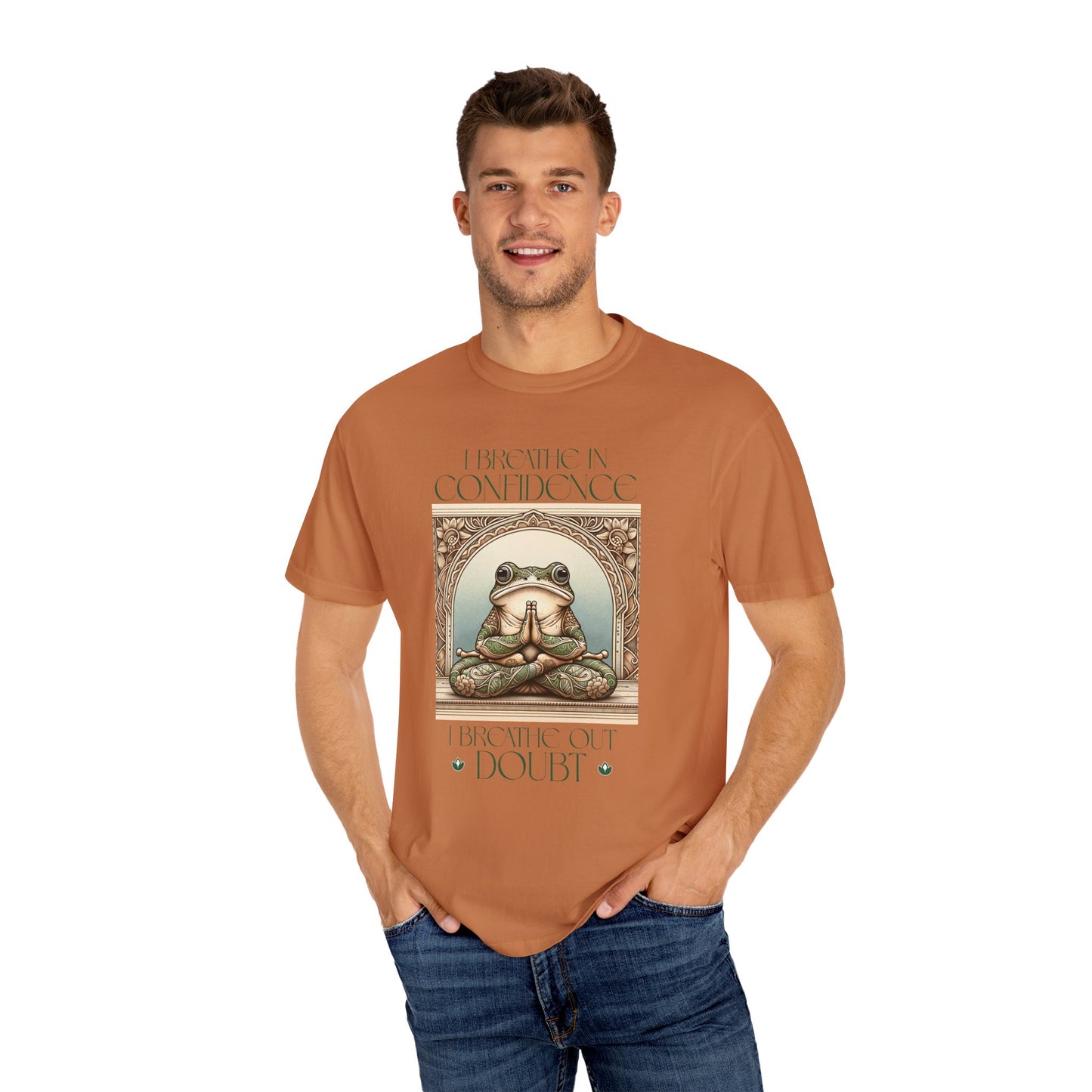 Yoga Frog Breath in Confidence Green Unisex T-Shirt, Casual Wear, Highlander Fan Gift, Comfortable Graphic Tee T-Shirt Printify