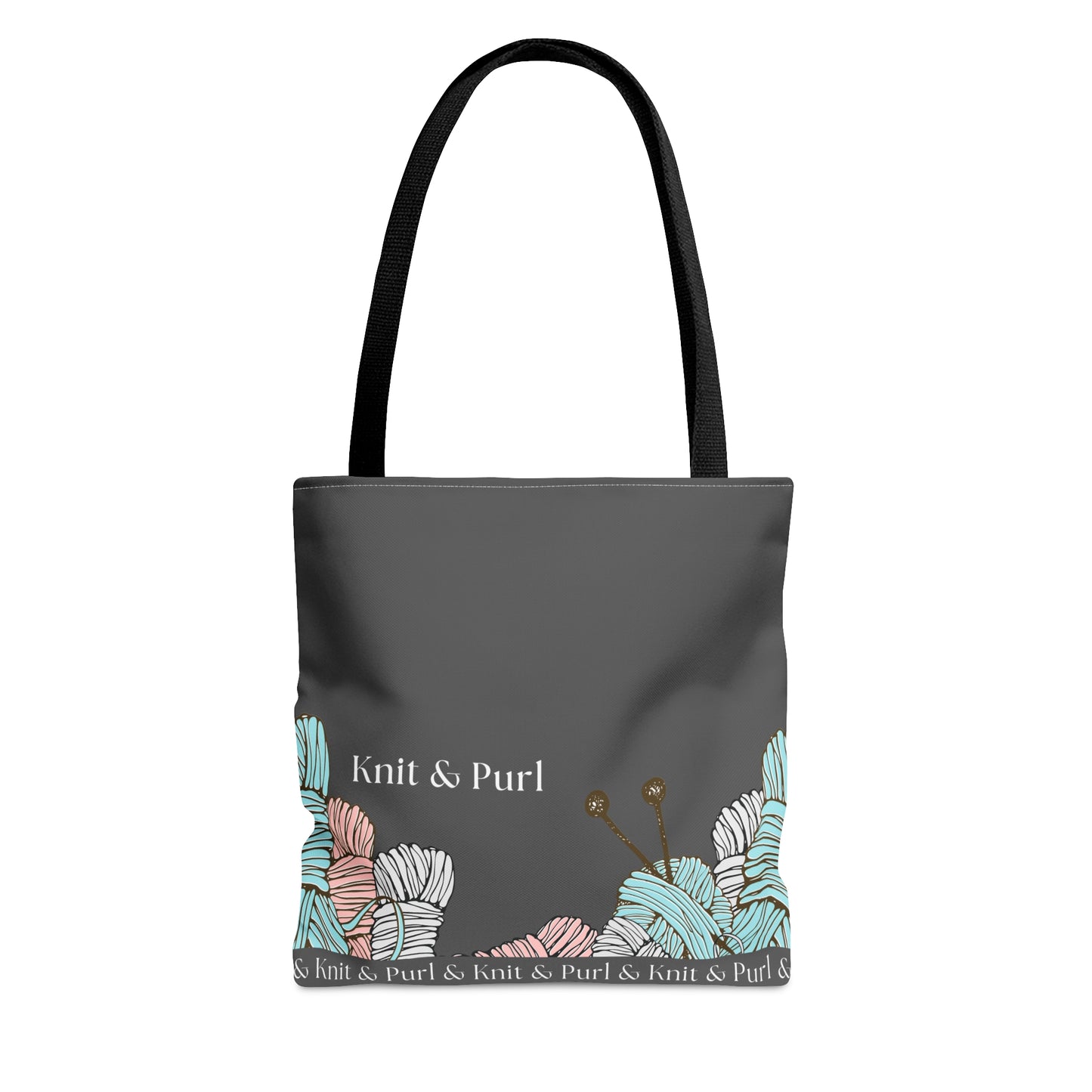 Knit & Purl Tote Bag, Crafter Bag, Yarn Storage Bag, Knitting Project Bag, Crochet Project Bag, Craft Project Tote Bag Bags Printify Small