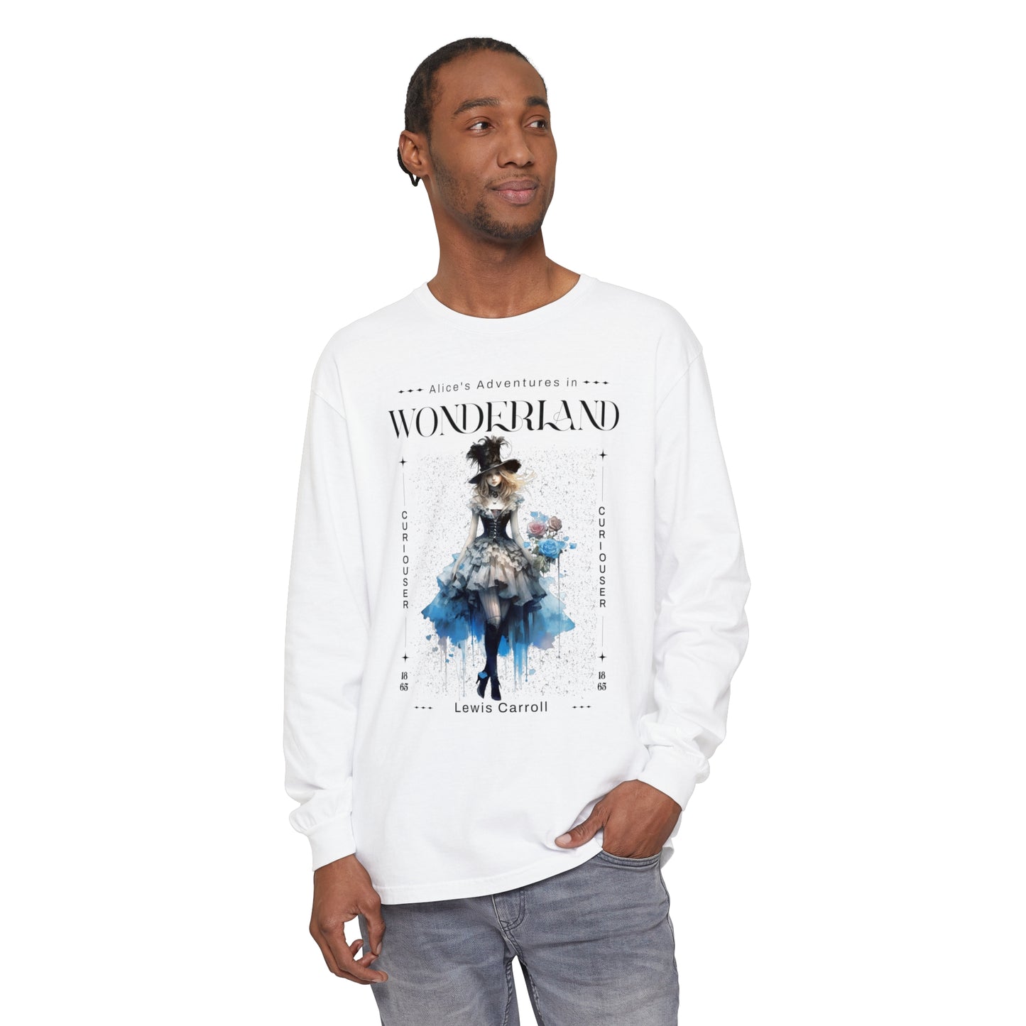 Alice In Wonderland Long Sleeve Shirt, Lewis Carroll Whimsigoth Streetwear Academia TShirt, Mad Hatter's Tea Party Tee Bookish Booktok Gift Long-sleeve Printify