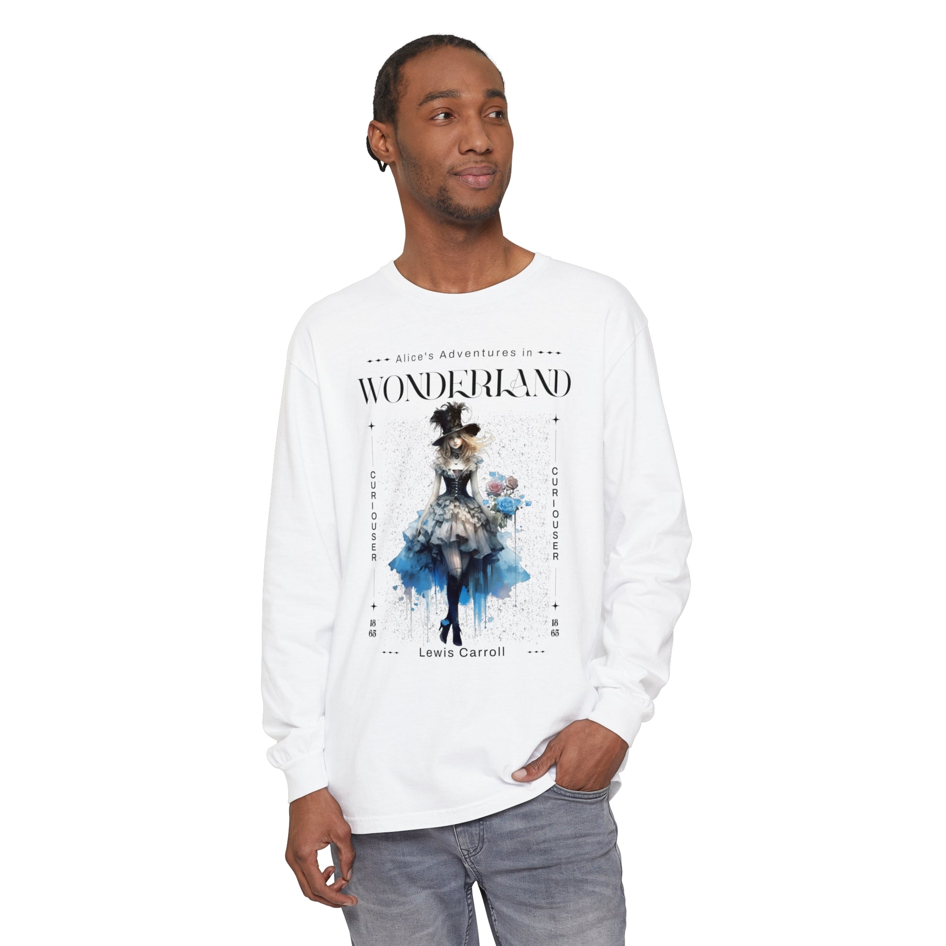 Alice In Wonderland Long Sleeve Shirt, Lewis Carroll Whimsigoth Streetwear Academia TShirt, Mad Hatter's Tea Party Tee Bookish Booktok Gift Long-sleeve Printify