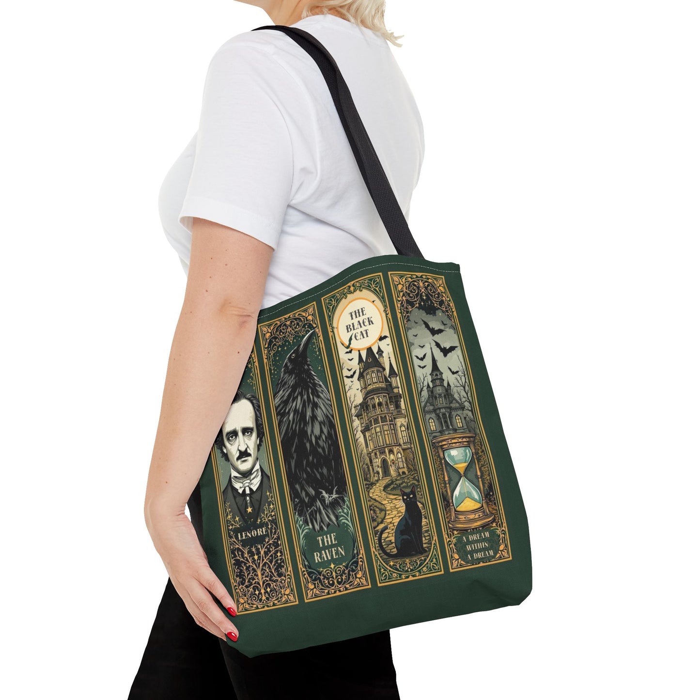 Edgar Allan Poe Tote Bag Gothic Literary Gift for Book Lover Dark Academia Macabre Accessory Halloween Tote Fall School Bag for Poetember Bags Printify