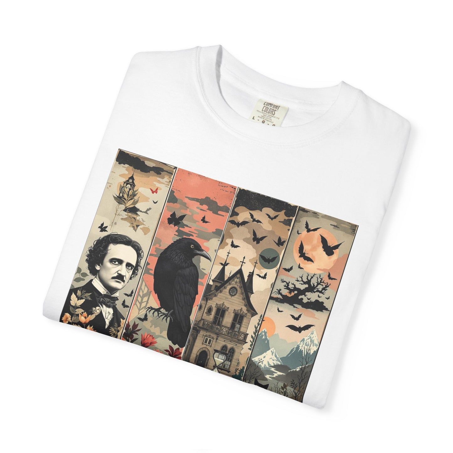 Edgar Allan Poe T-Shirt Gothic Graphic Tee The Raven Nevermore Quote Horror Literature Shirt Dark Academia Aesthetic Halloween Party Gift T-Shirt Printify