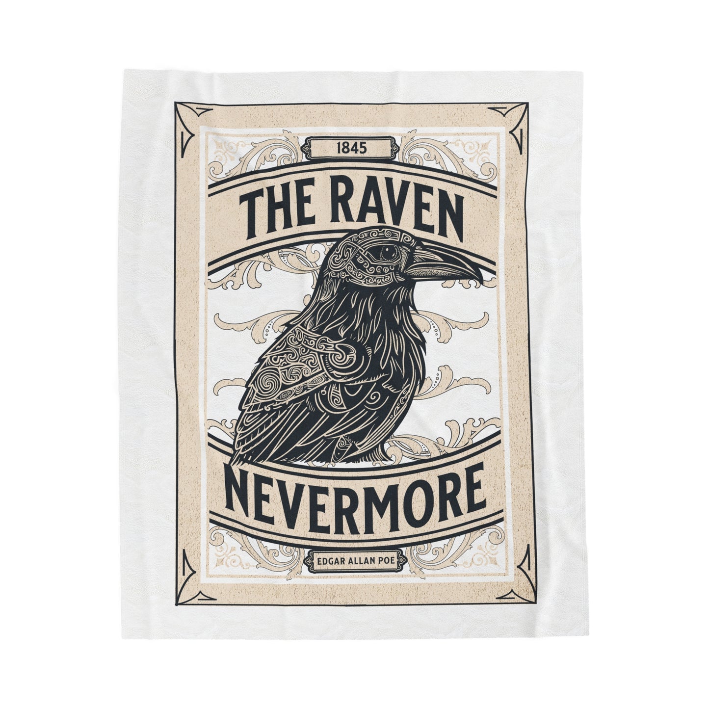 Edgar Allan Poe, Nevermore The Raven Throw Blanket, Book Lover Reading Blanket, Gothic Light, Dark Academia, Horror Movie Watching Blanket All Over Prints Printify 50" × 60"