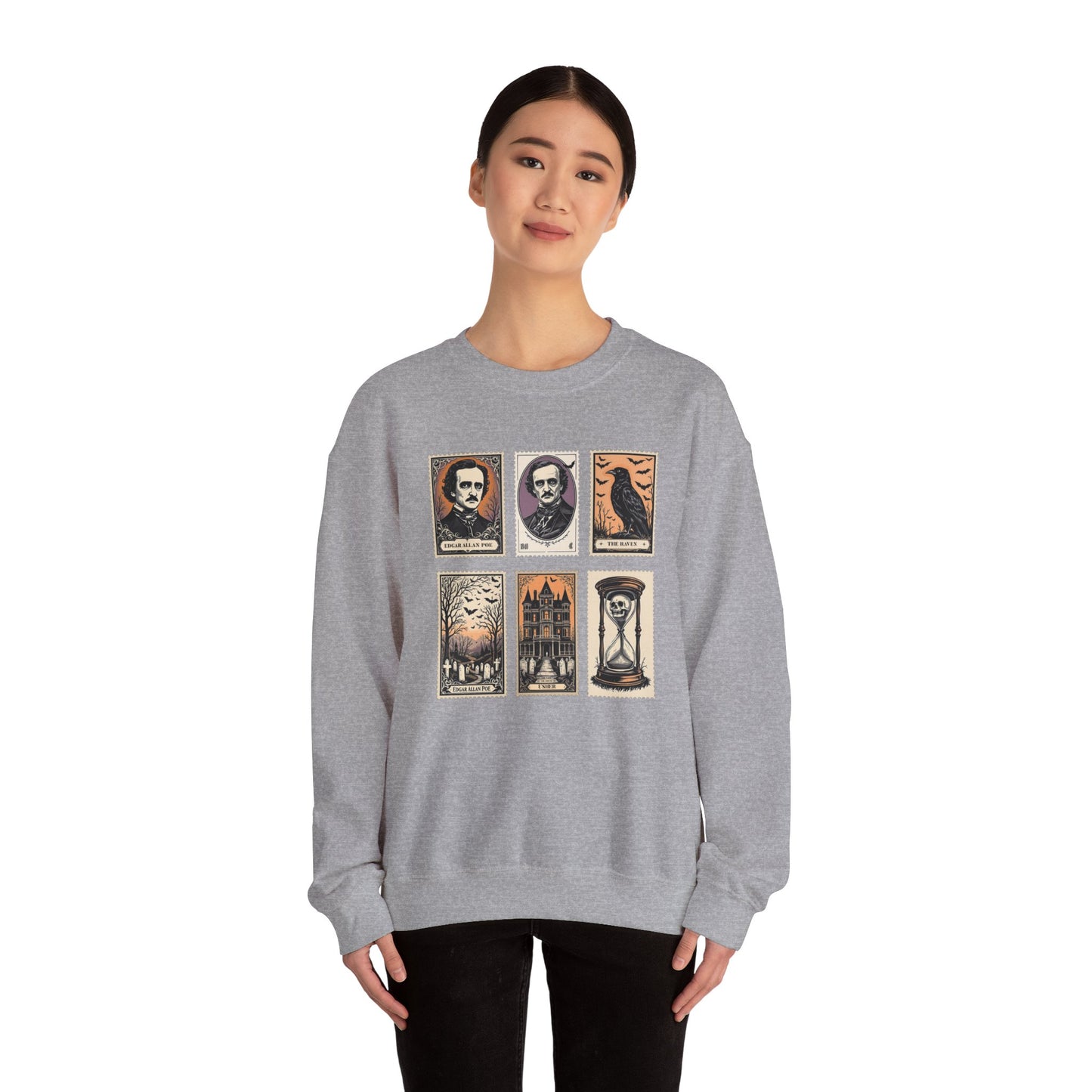 Edgar Allan Poe Sweatshirt The Raven Nevermore Gothic Horror Sweater Dark Academia Macabre Halloween Gift for Book Lovers Birthday Christmas