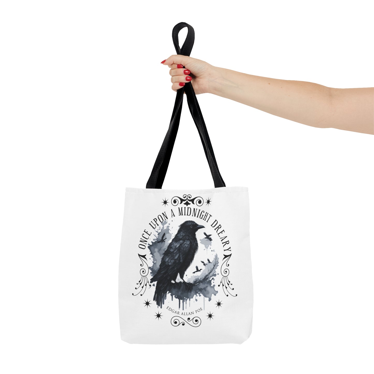 Edgar Allan Poe Tote Bag, The Raven Vintage Poetry Lover Shoulder Bag, Dark Academia, Literary, Bookish, Bookclub Gift, Fall Autumn Gift Bags Printify