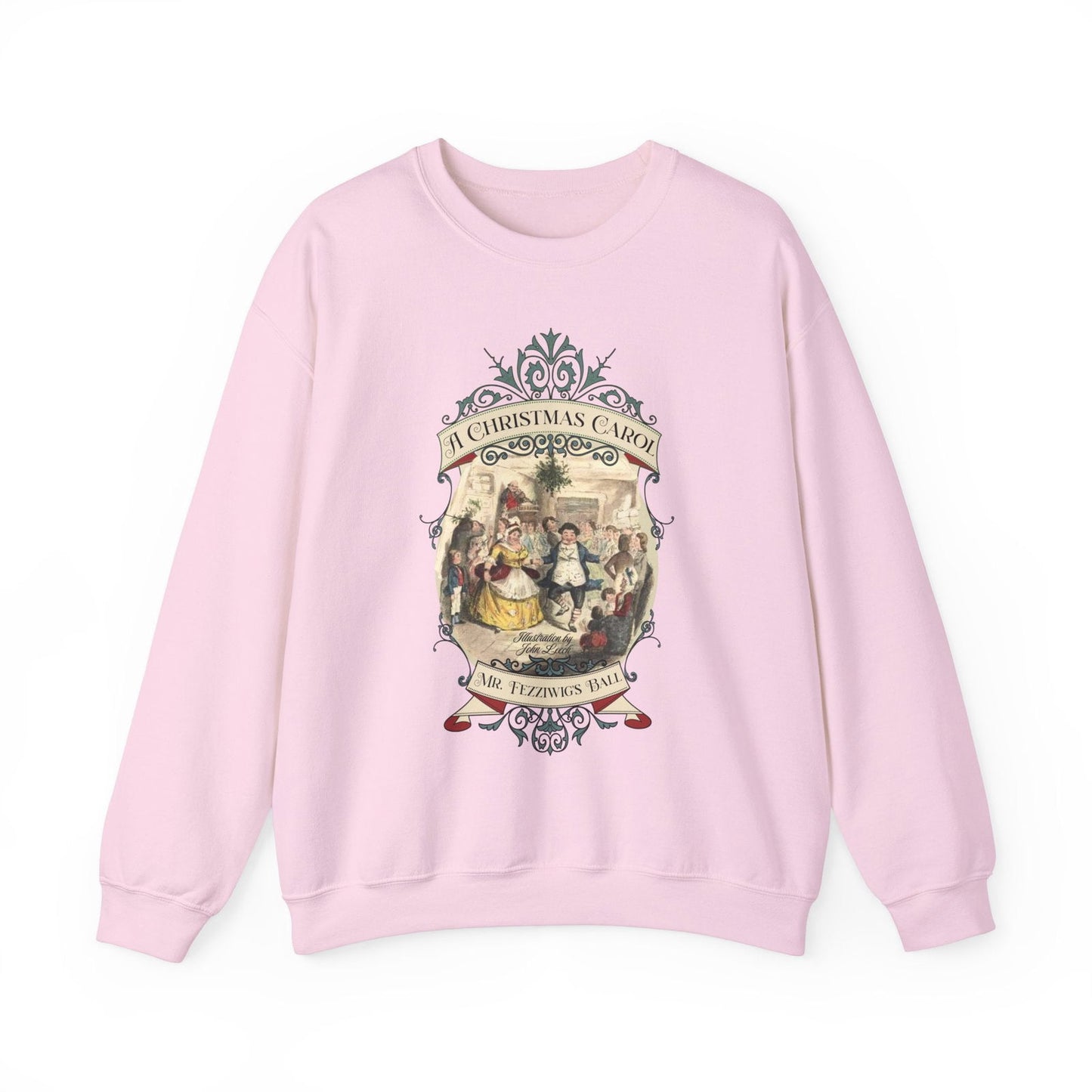 A Christmas Carol Shirt, Vintage Charles Dickens Victorian, Scrooge Fezziwig's Ball, Holiday Tradition X-Mas Movie Sweater Bookish Christmas Sweatshirt Printify S Light Pink