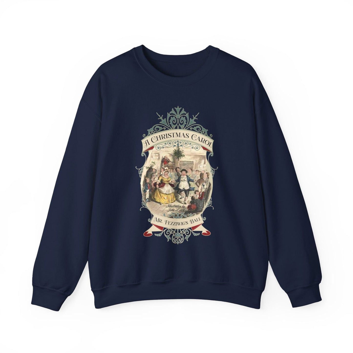 A Christmas Carol Shirt, Vintage Charles Dickens Victorian, Scrooge Fezziwig's Ball, Holiday Tradition X-Mas Movie Sweater Bookish Christmas Sweatshirt Printify S Navy