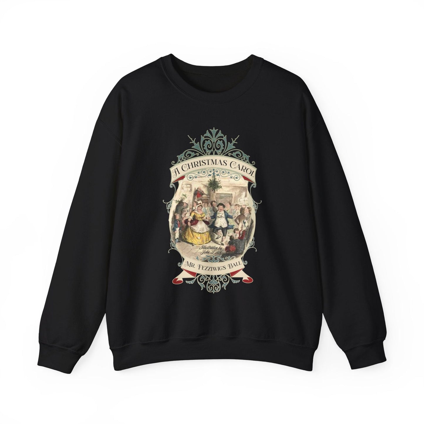A Christmas Carol Shirt, Vintage Charles Dickens Victorian, Scrooge Fezziwig's Ball, Holiday Tradition X-Mas Movie Sweater Bookish Christmas Sweatshirt Printify S Black