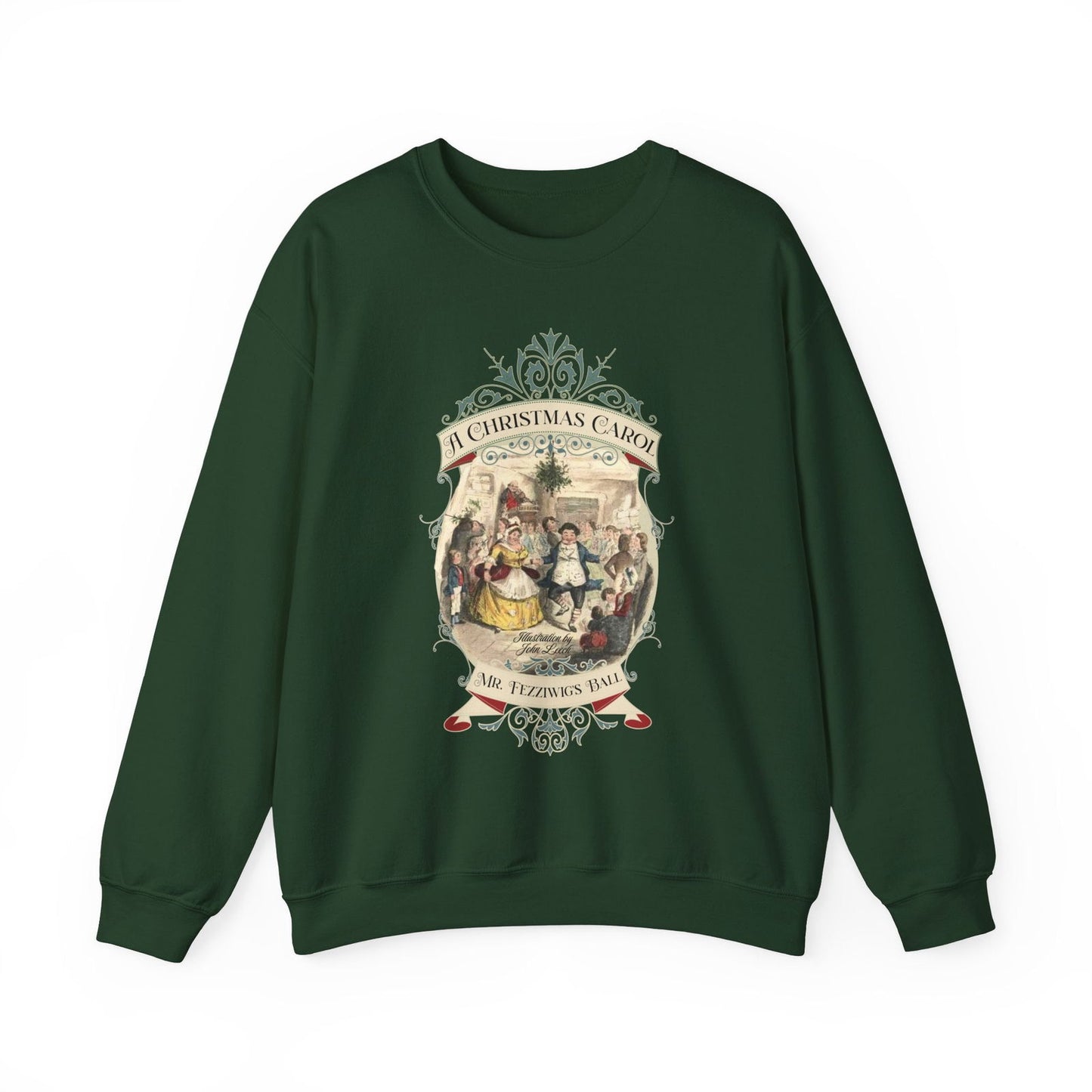A Christmas Carol Shirt, Vintage Charles Dickens Victorian, Scrooge Fezziwig's Ball, Holiday Tradition X-Mas Movie Sweater Bookish Christmas Sweatshirt Printify S Forest Green