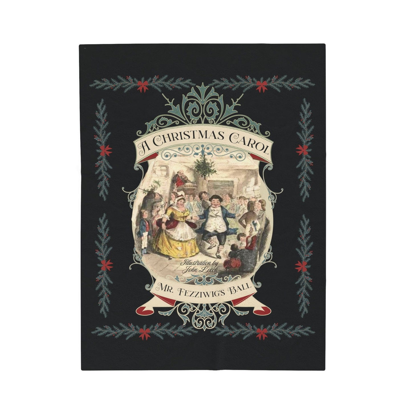 Blanket, A Christmas Carol, Vintage Charles Dickens Victorian Scrooge Fezziwig's Ball, Holiday Tradition X-Mas Movie Bookish Christmas Throw All Over Prints Printify 30" × 40"