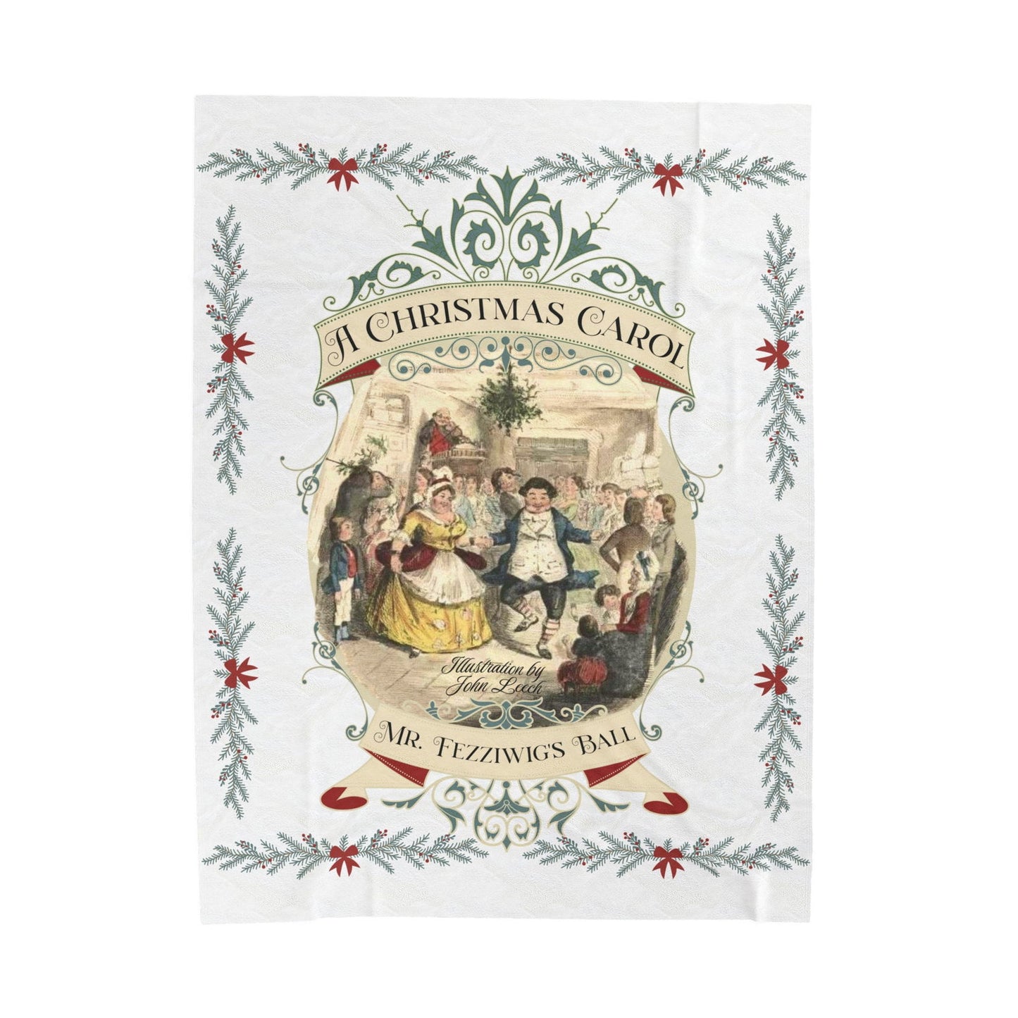 Blanket, A Christmas Carol, Vintage Charles Dickens Victorian Scrooge Fezziwig's Ball, Holiday Tradition X-Mas Movie Bookish Christmas Throw All Over Prints Printify 60" × 80"