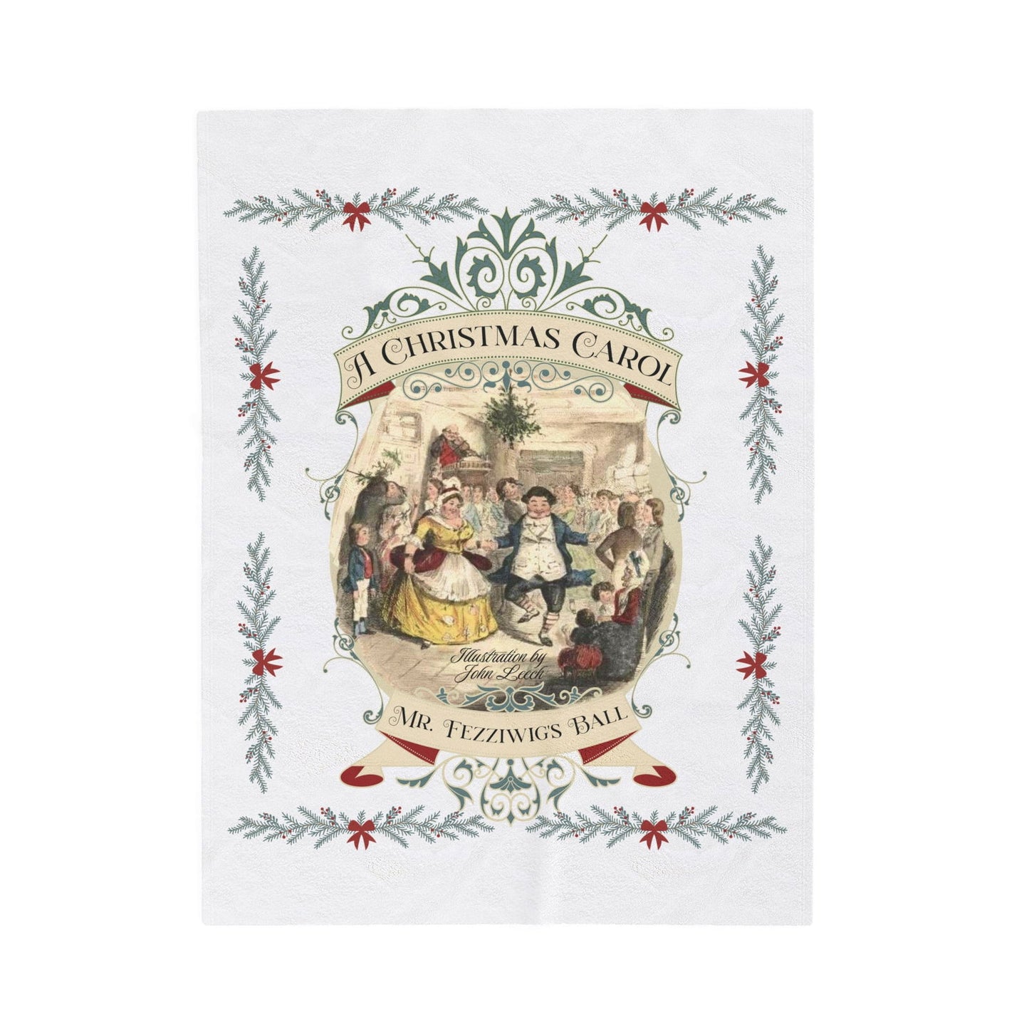Blanket, A Christmas Carol, Vintage Charles Dickens Victorian Scrooge Fezziwig's Ball, Holiday Tradition X-Mas Movie Bookish Christmas Throw All Over Prints Printify 30" × 40"