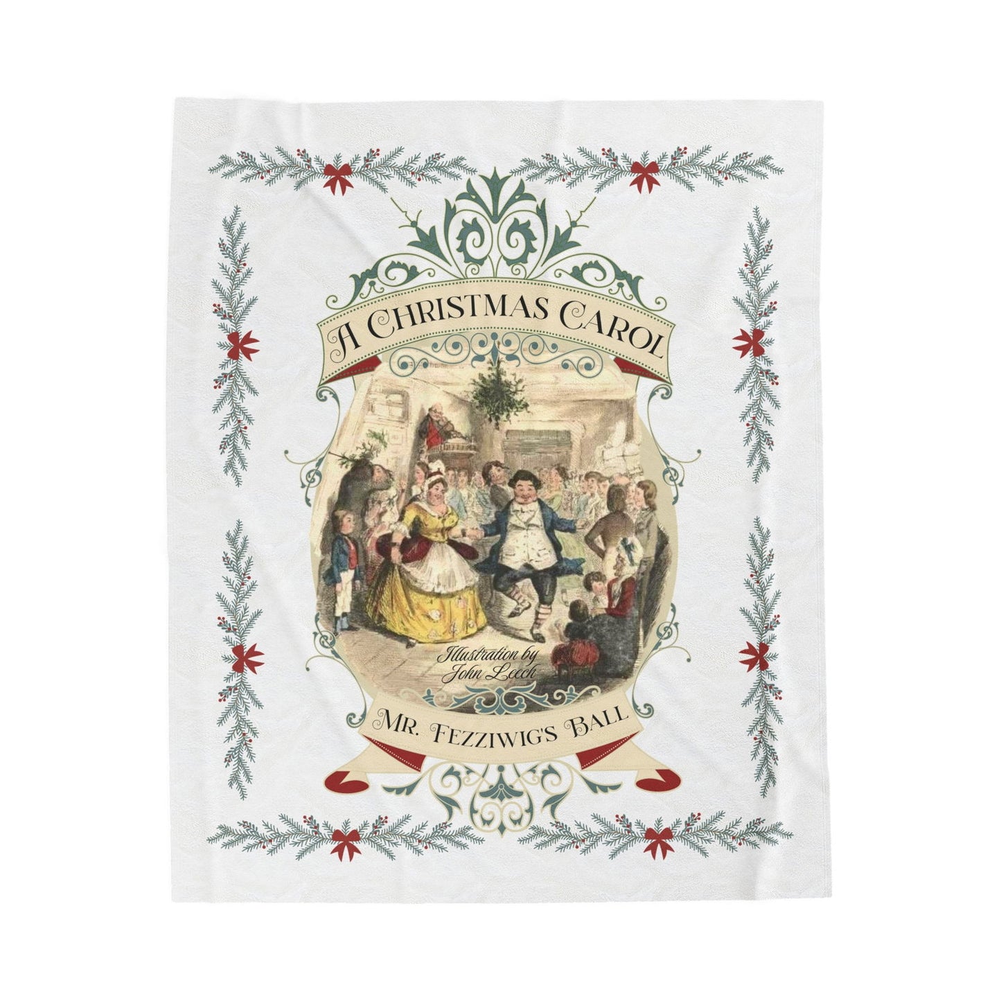 Blanket, A Christmas Carol, Vintage Charles Dickens Victorian Scrooge Fezziwig's Ball, Holiday Tradition X-Mas Movie Bookish Christmas Throw All Over Prints Printify 50" × 60"