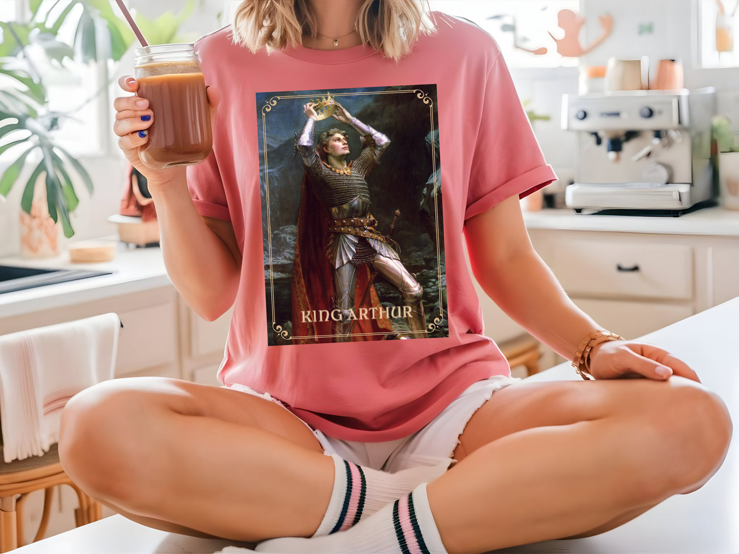King Arthur Art Print T-shirt Mythical Tale Tee Comfortable Renfaire Medieval Festival Shirt Gift for Gamers Fantasy Lover Cosplay TShirt T-Shirt Printify