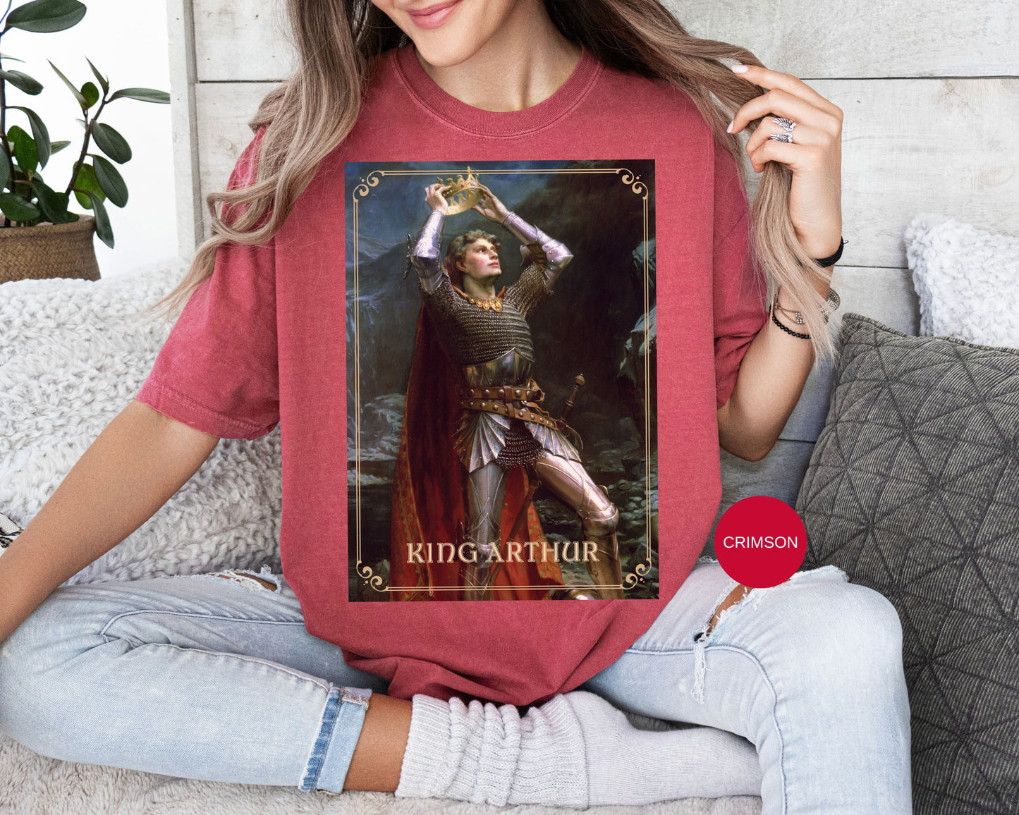 King Arthur Art Print T-shirt Mythical Tale Tee Comfortable Renfaire Medieval Festival Shirt Gift for Gamers Fantasy Lover Cosplay TShirt T-Shirt Printify