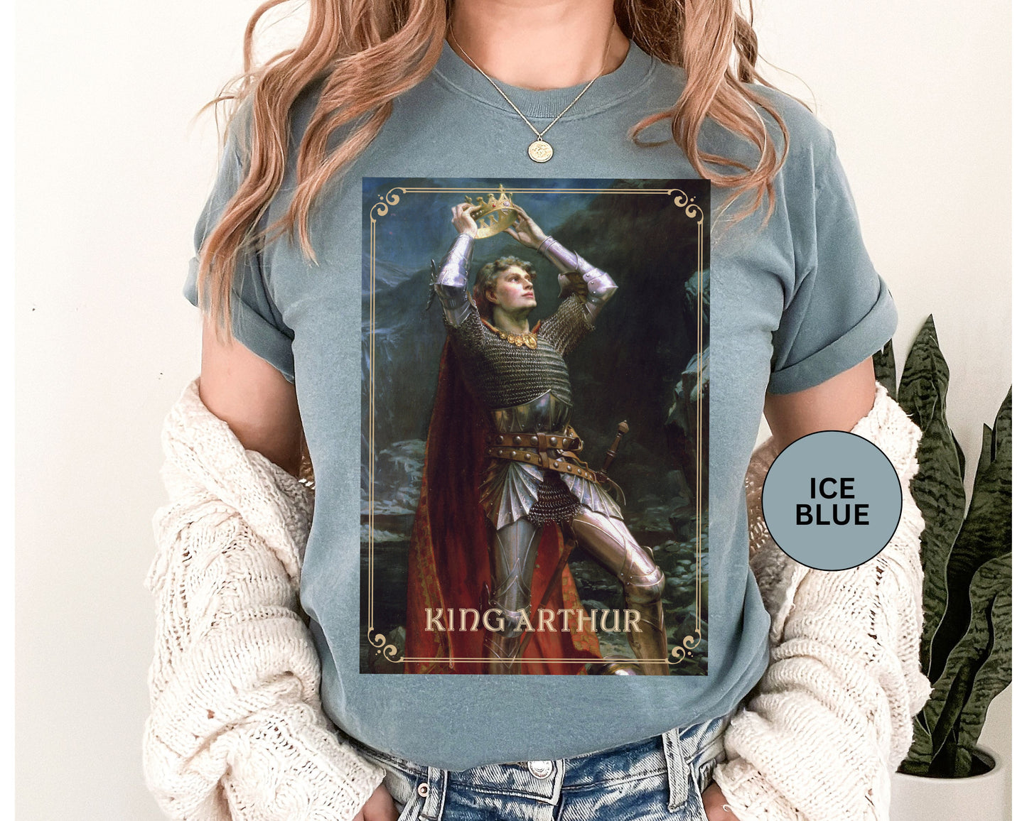 King Arthur Art Print T-shirt Mythical Tale Tee Comfortable Renfaire Medieval Festival Shirt Gift for Gamers Fantasy Lover Cosplay TShirt T-Shirt Printify