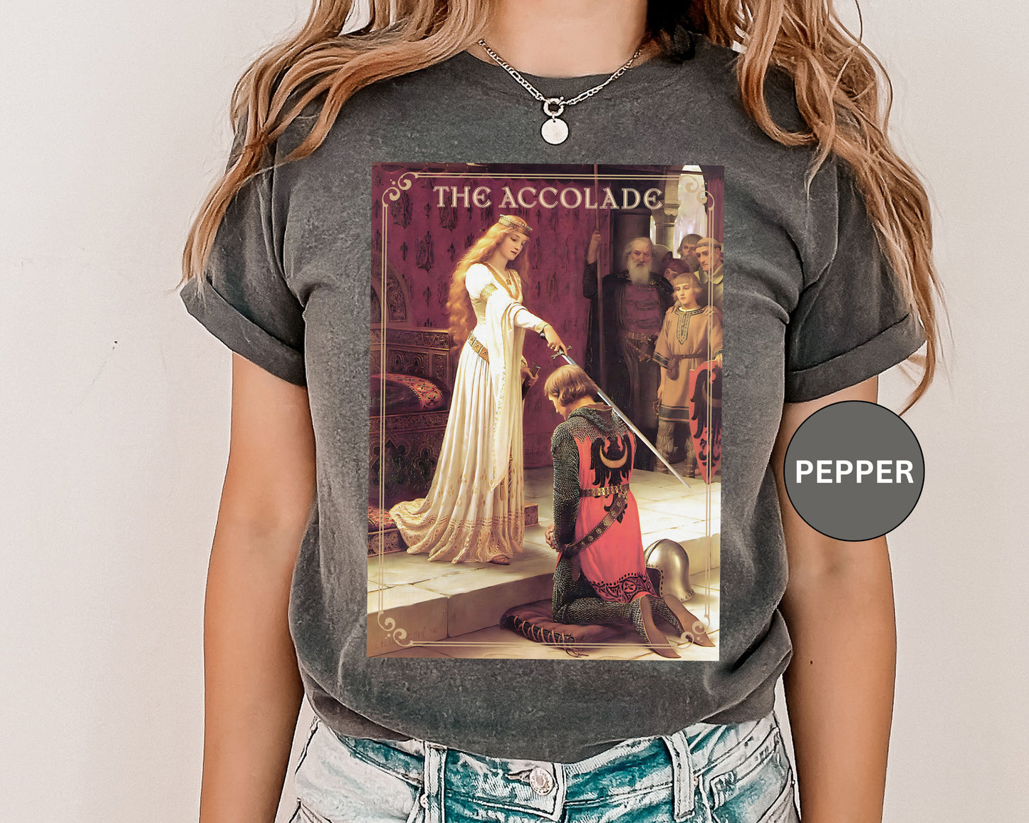Renaissance The Accolade Print T-Shirt King Arthur And His Knights Renfaire Theme Gift Comfortable Medieval Festival Shirt Art Lover Gift T-Shirt Printify