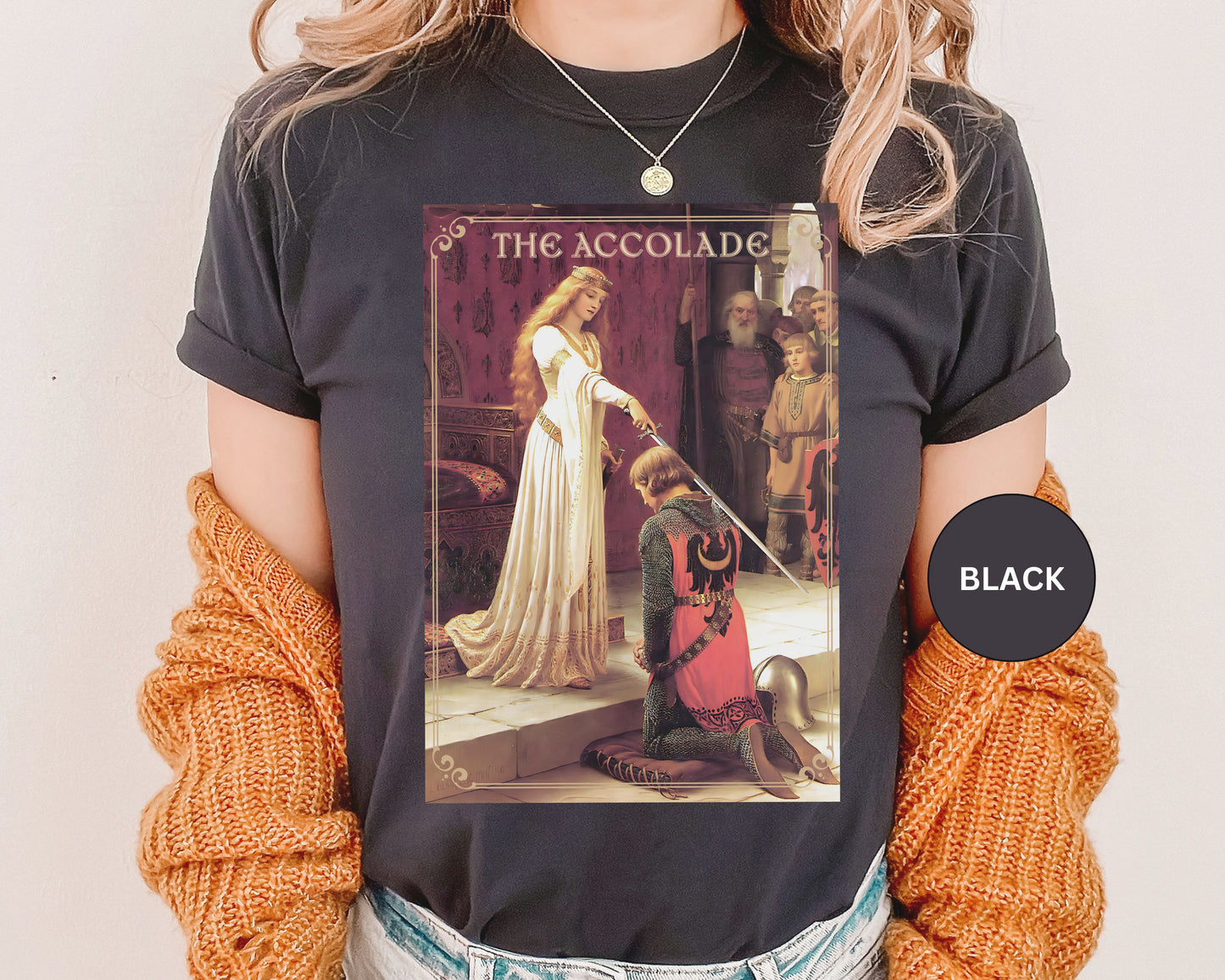 Renaissance The Accolade Print T-Shirt King Arthur And His Knights Renfaire Theme Gift Comfortable Medieval Festival Shirt Art Lover Gift T-Shirt Printify