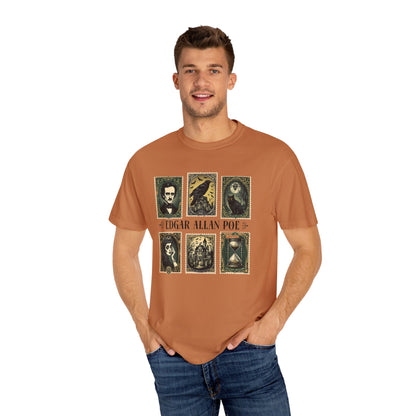 Edgar Allan Poe T-Shirt Gothic Graphic Tee The Raven Nevermore Quote Horror Literature Shirt Dark Academia Aesthetic Halloween Party Gift