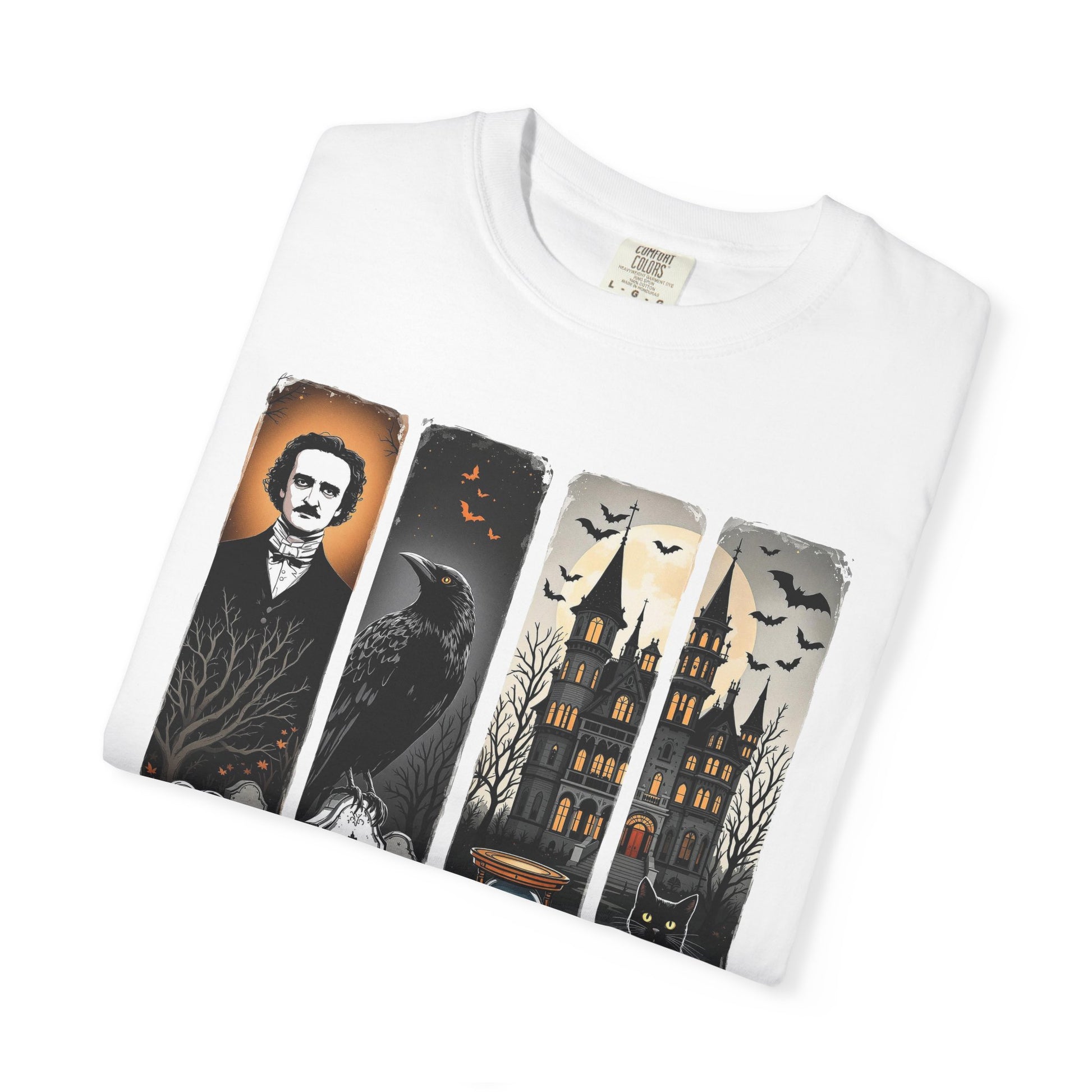 Edgar Allan Poe T-Shirt Gothic Graphic Tee The Raven Nevermore Quote Horror Literature Shirt Dark Academia Aesthetic Halloween Party Gift T-Shirt Printify