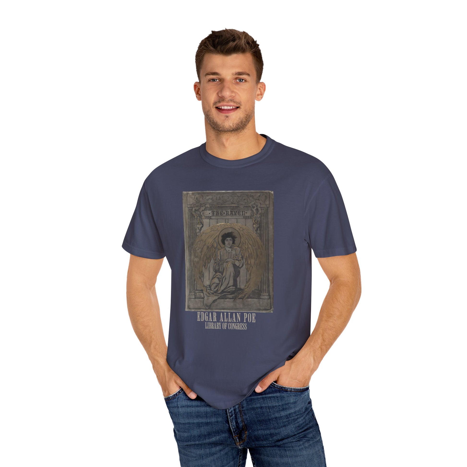 Edgar Allan Poe T-Shirt The Raven First Edition Gift For Poe Lovers Literary Shirt Nevermore Darkness There Gothic Whimsigoth Dark Academia T-Shirt Printify   