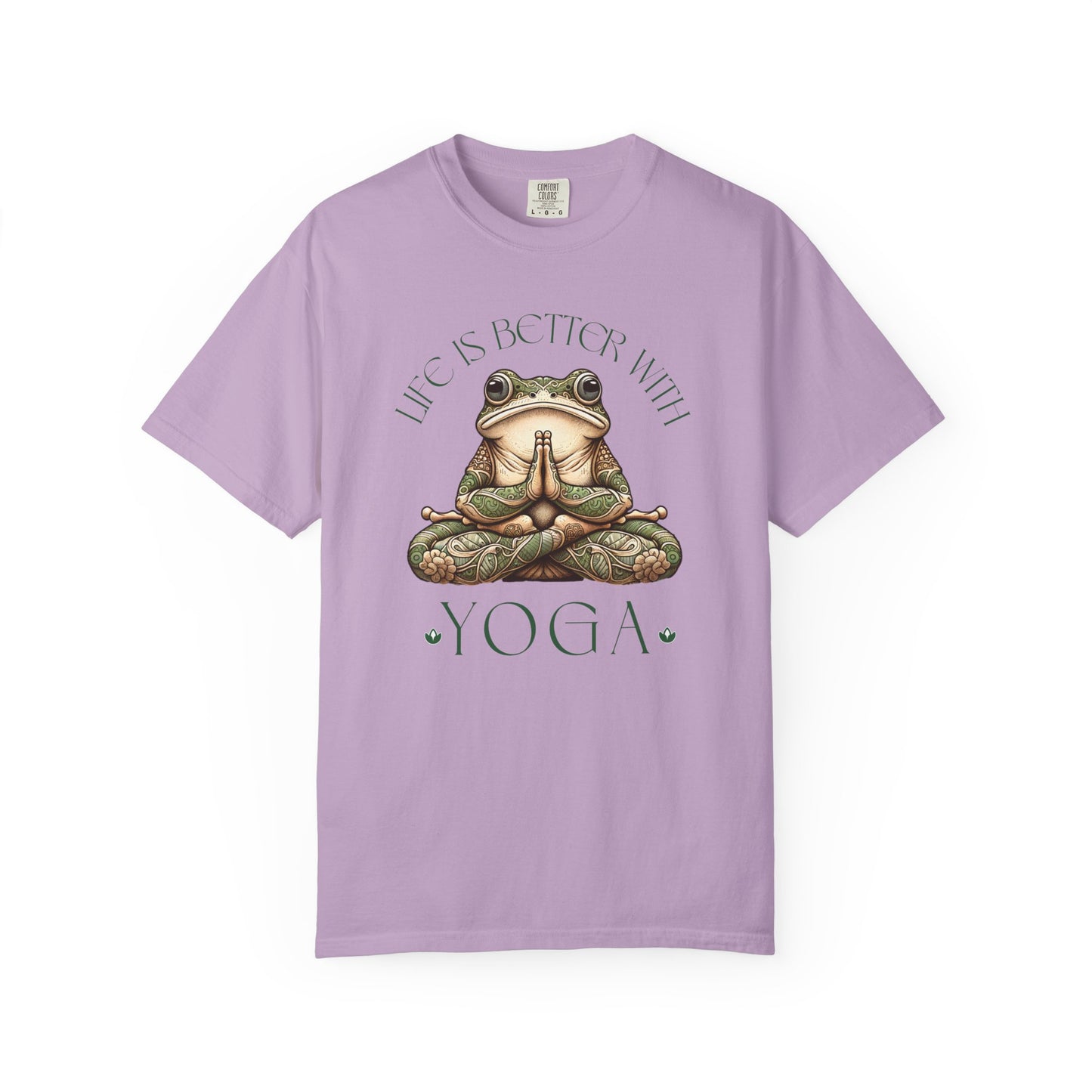 Green Yoga Frog Life Is Better With Yoga Unisex T-Shirt, Casual Wear, Highlander Fan Gift, T-Shirt Printify Orchid S