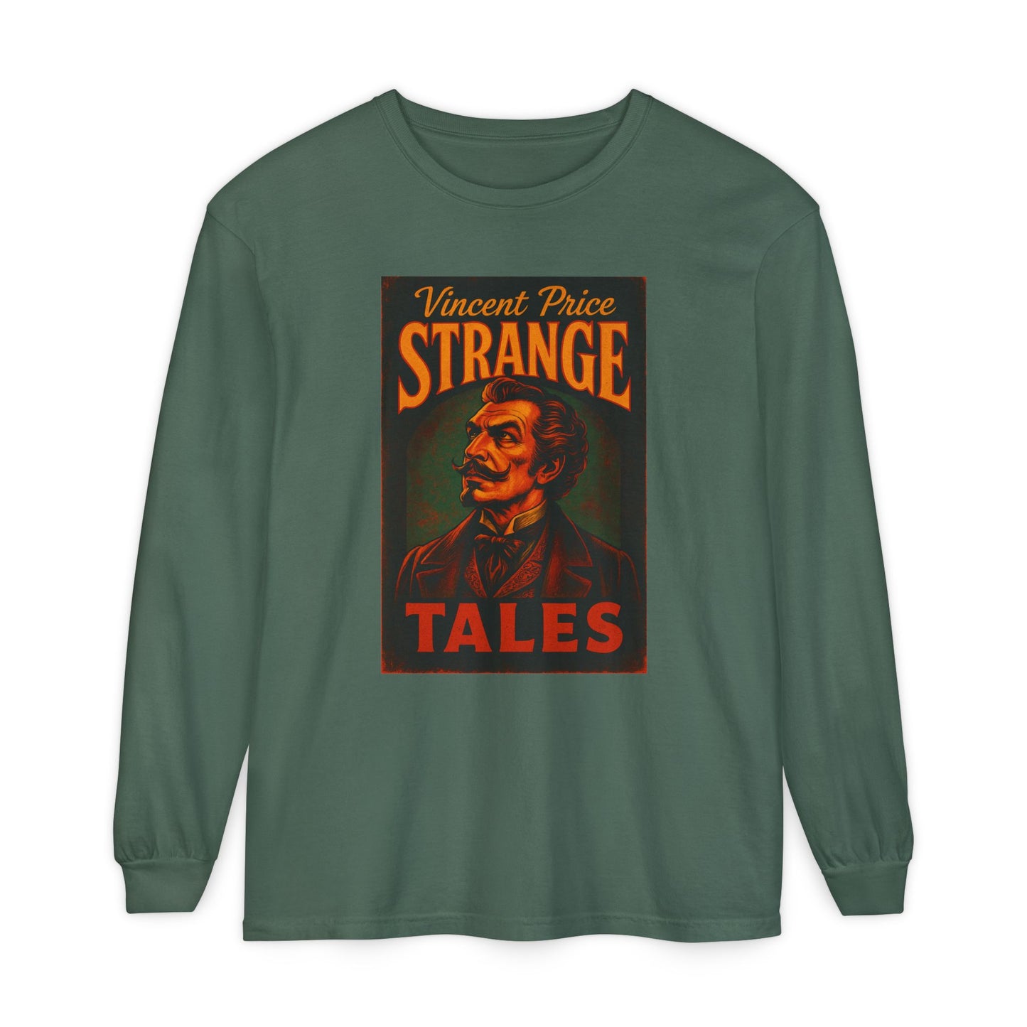 Vincent Price Strange Tales Long Sleeve T-Shirt, Vintage Horror Tee, Gothic Apparel, Halloween Costume, Retro Graphic Shirt Long-sleeve Printify Blue Spruce S