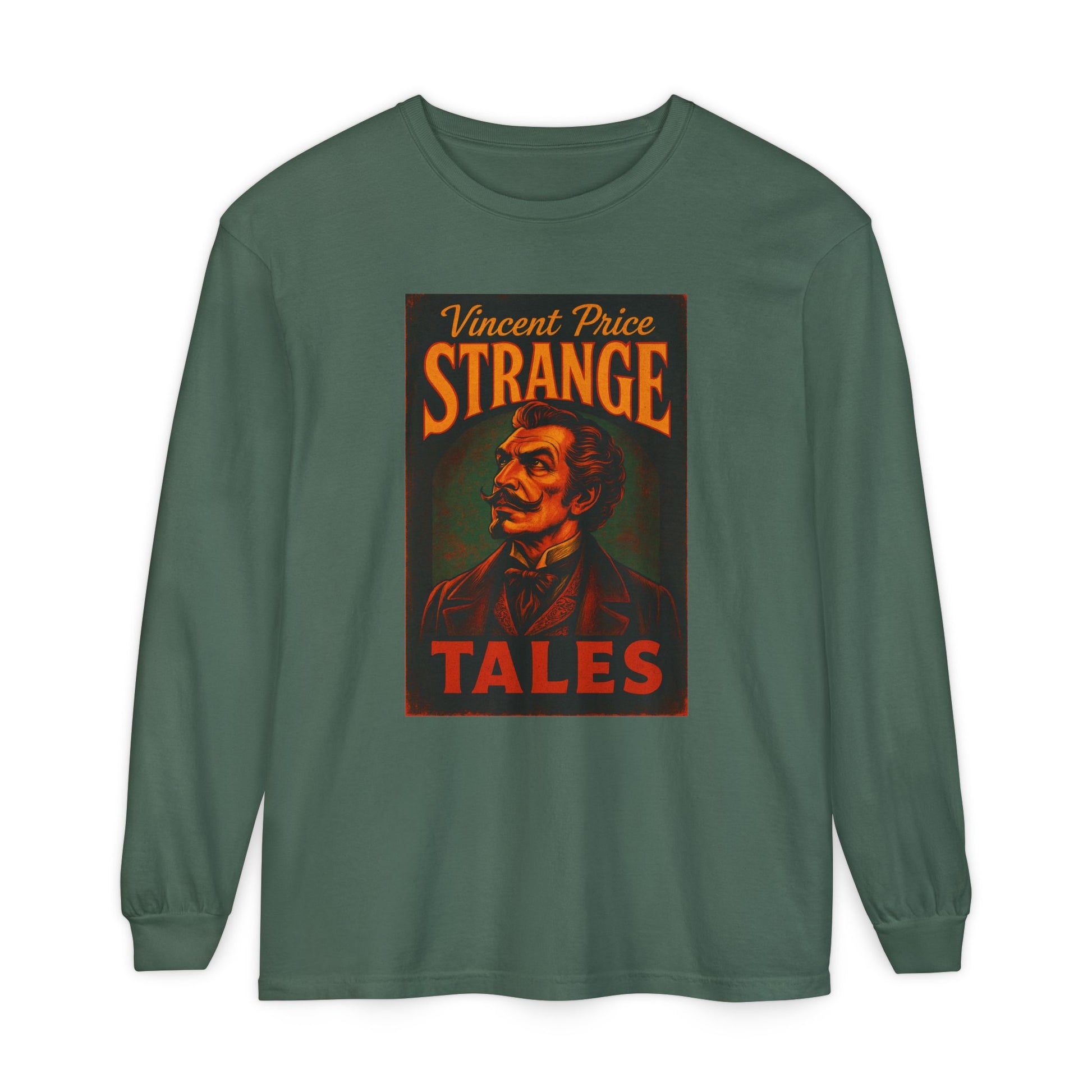 Vincent Price Strange Tales Long Sleeve T-Shirt, Vintage Horror Tee, Gothic Apparel, Halloween Costume, Retro Graphic Shirt Long-sleeve Printify Blue Spruce S
