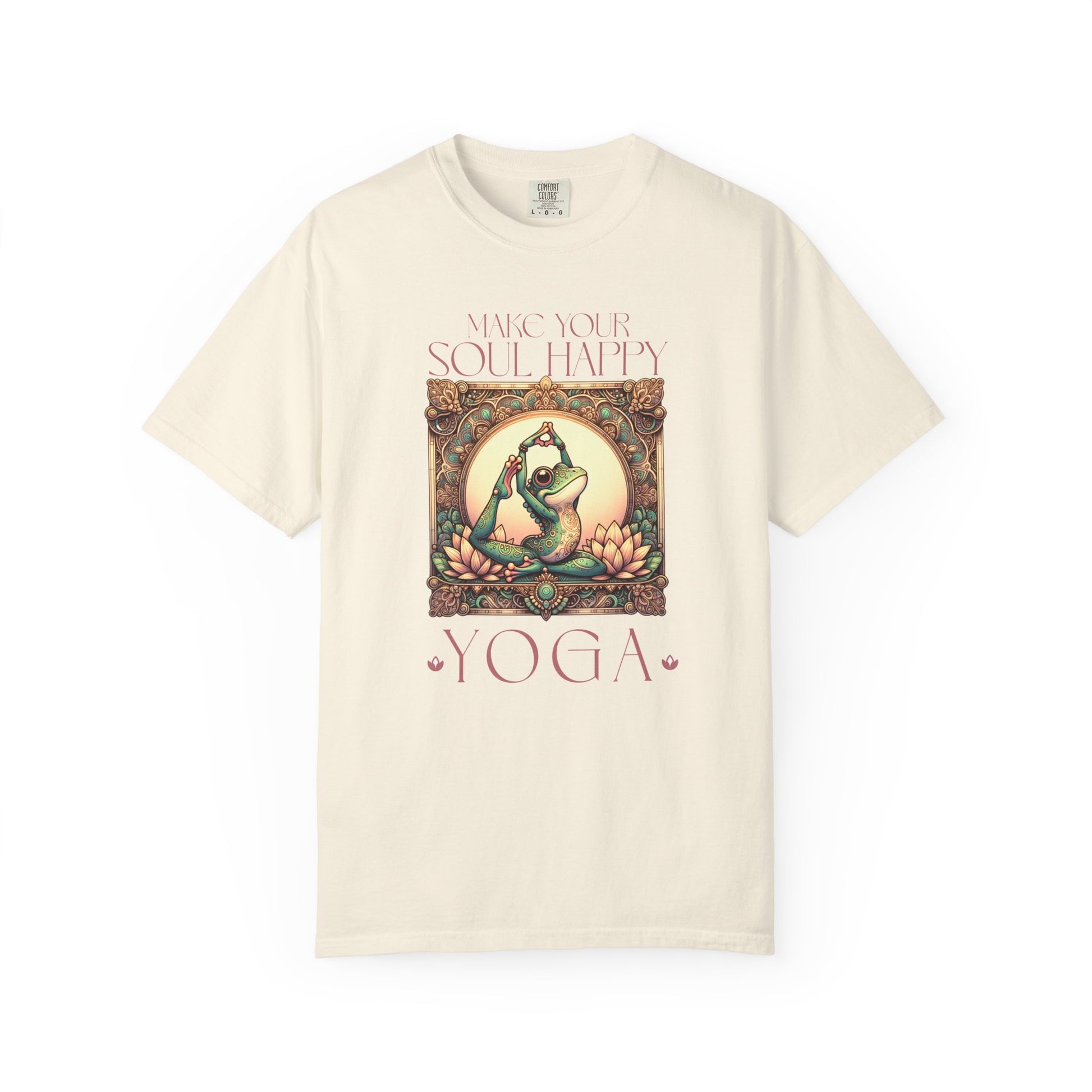 Yoga Frog Make Your Soul Happy Unisex T-Shirt, Casual Wear, Highlander Fan Gift, T-Shirt Printify Ivory S