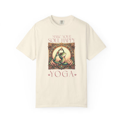 Yoga Frog Make Your Soul Happy Unisex T-Shirt, Casual Wear, Highlander Fan Gift, T-Shirt Printify Ivory S
