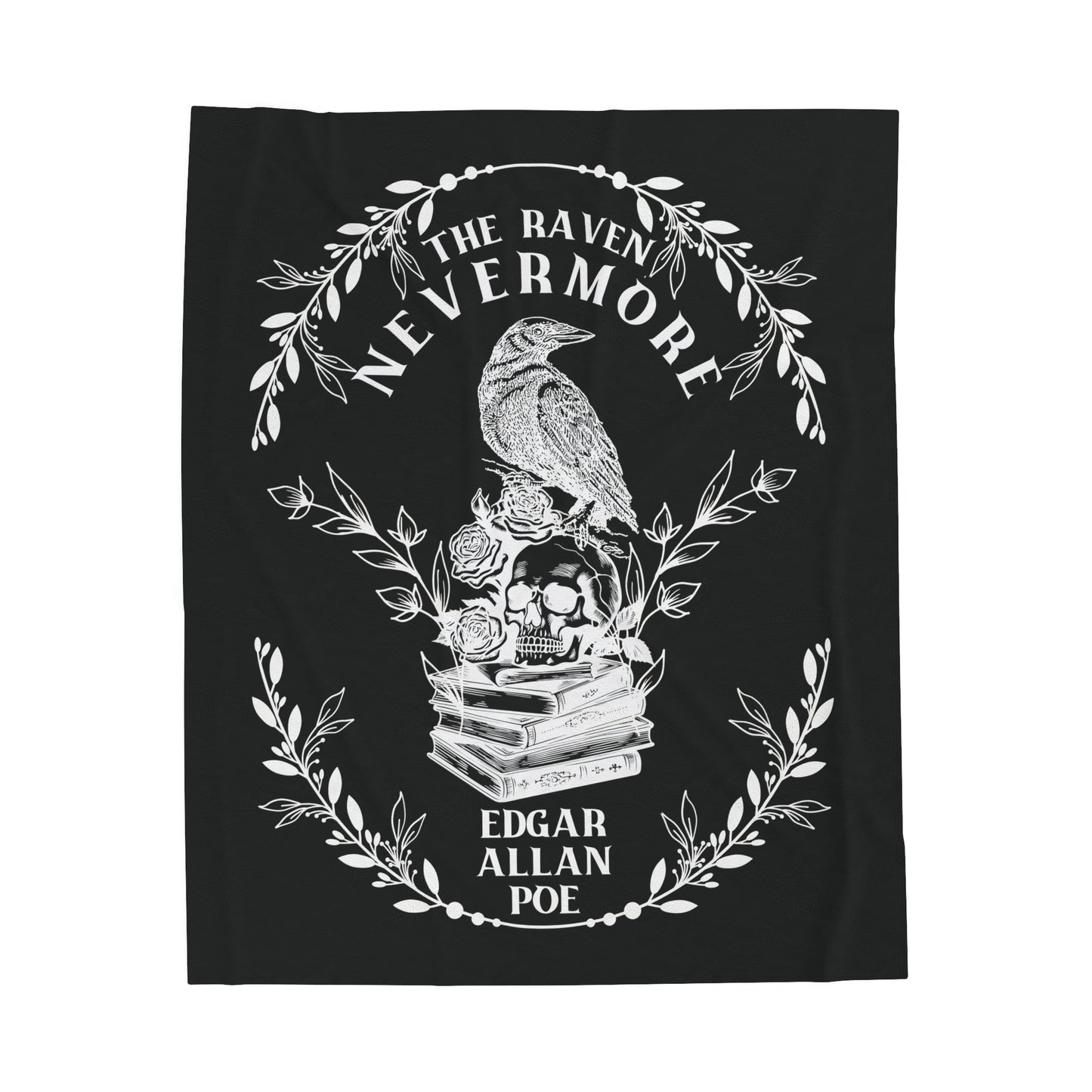 Edgar Allan Poe, Nevermore The Raven Throw Blanket, Book Lover Reading Blanket, Gothic, Light, Dark Academia, Horror Movie Watching Blanket All Over Prints Printify 50" × 60"  