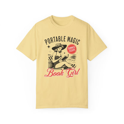 Portable Magic Book TShirt Retro Book Girl Summer Shirt Reader Lover Beach Bookish Gift For Vacation Romance Fantasy Reader Book Club Gifts T-Shirt Printify   