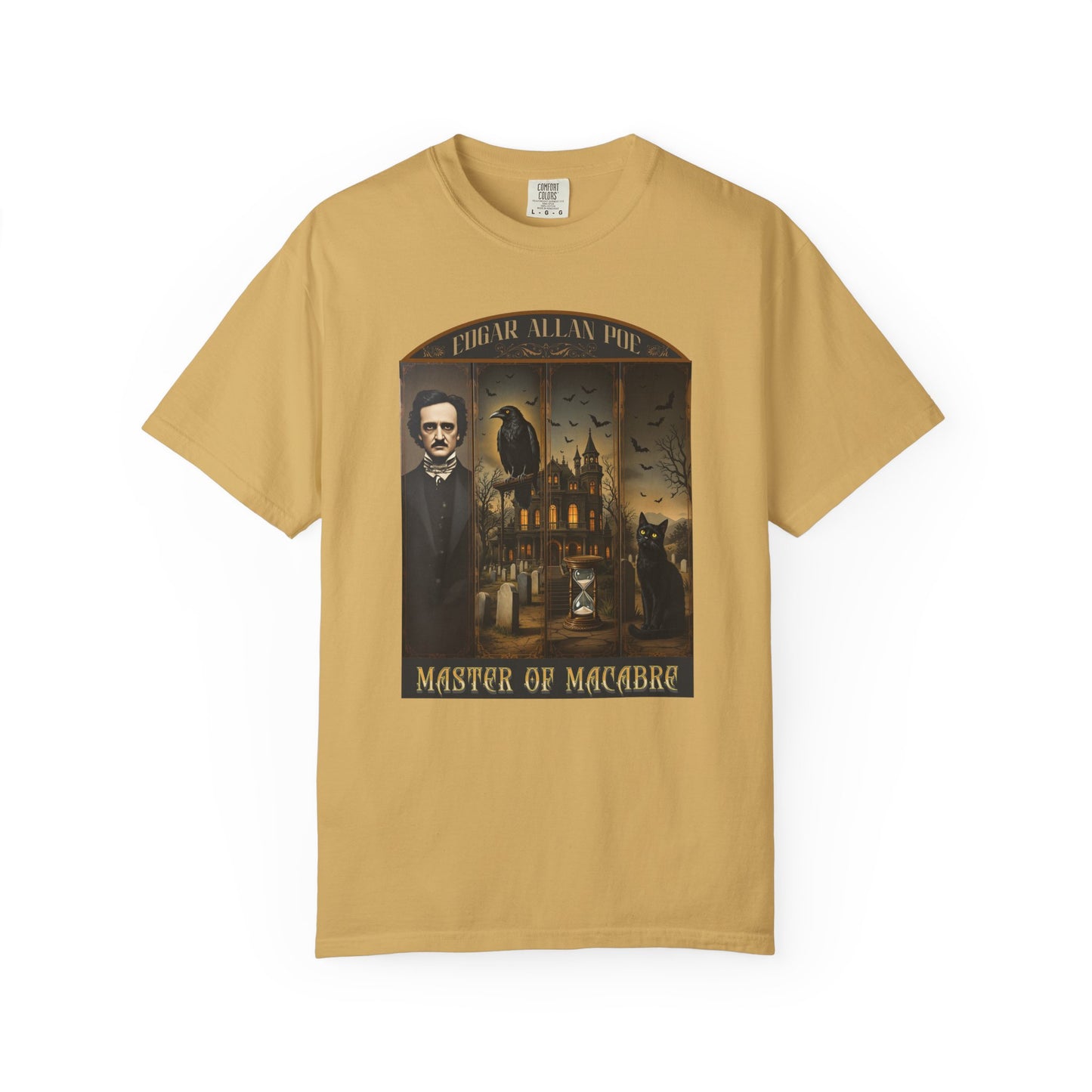 Edgar Allan Poe T-Shirt Gothic Graphic Tee The Raven Nevermore Quote Horror Literature Shirt Dark Academia Aesthetic Halloween Party Gift T-Shirt Printify Mustard S
