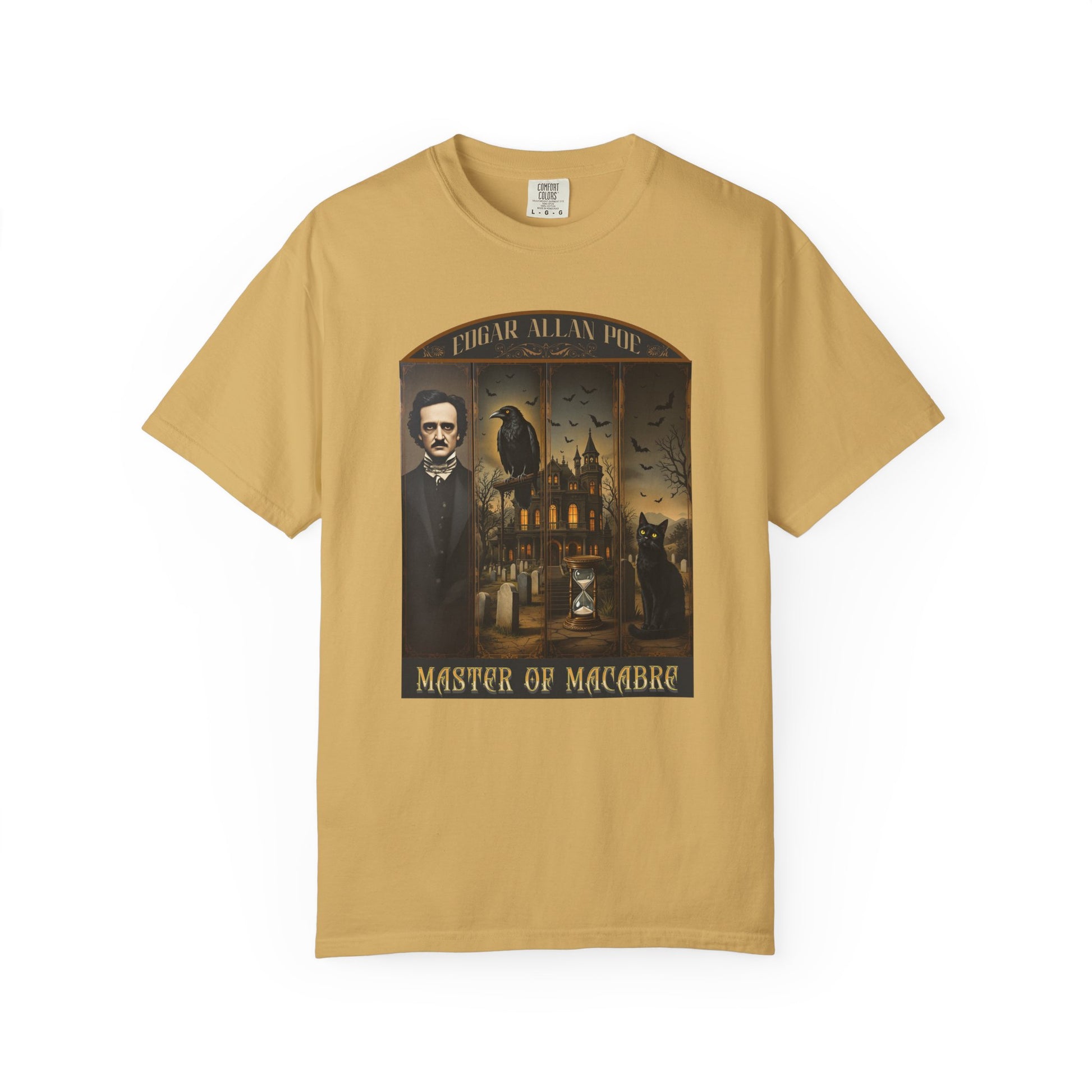 Edgar Allan Poe T-Shirt Gothic Graphic Tee The Raven Nevermore Quote Horror Literature Shirt Dark Academia Aesthetic Halloween Party Gift T-Shirt Printify Mustard S
