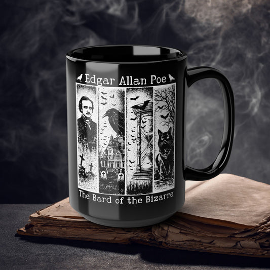 Edgar Allan Poe Mug Gothic Literary Gift For Book Lover Dark Academia Macabre Fall Coffee Cup Halloween Poetember Party Gift For Bookclub Mug Printify 15oz