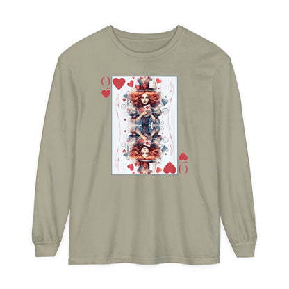 Queen of Hearts Long Sleeve Shirt Alice In Wonderland Lewis Carroll Whimsigoth Academia TShirt Mad Hatter Tea Party Tee Bookish Booktok Gift Long-sleeve Printify Sandstone S 