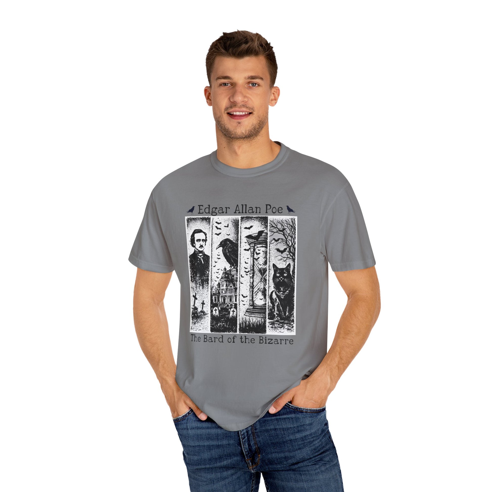 Edgar Allan Poe T-Shirt Gothic Graphic Tee The Raven Nevermore Quote Horror Literature Shirt Dark Academia Aesthetic Halloween Party Gift T-Shirt Printify