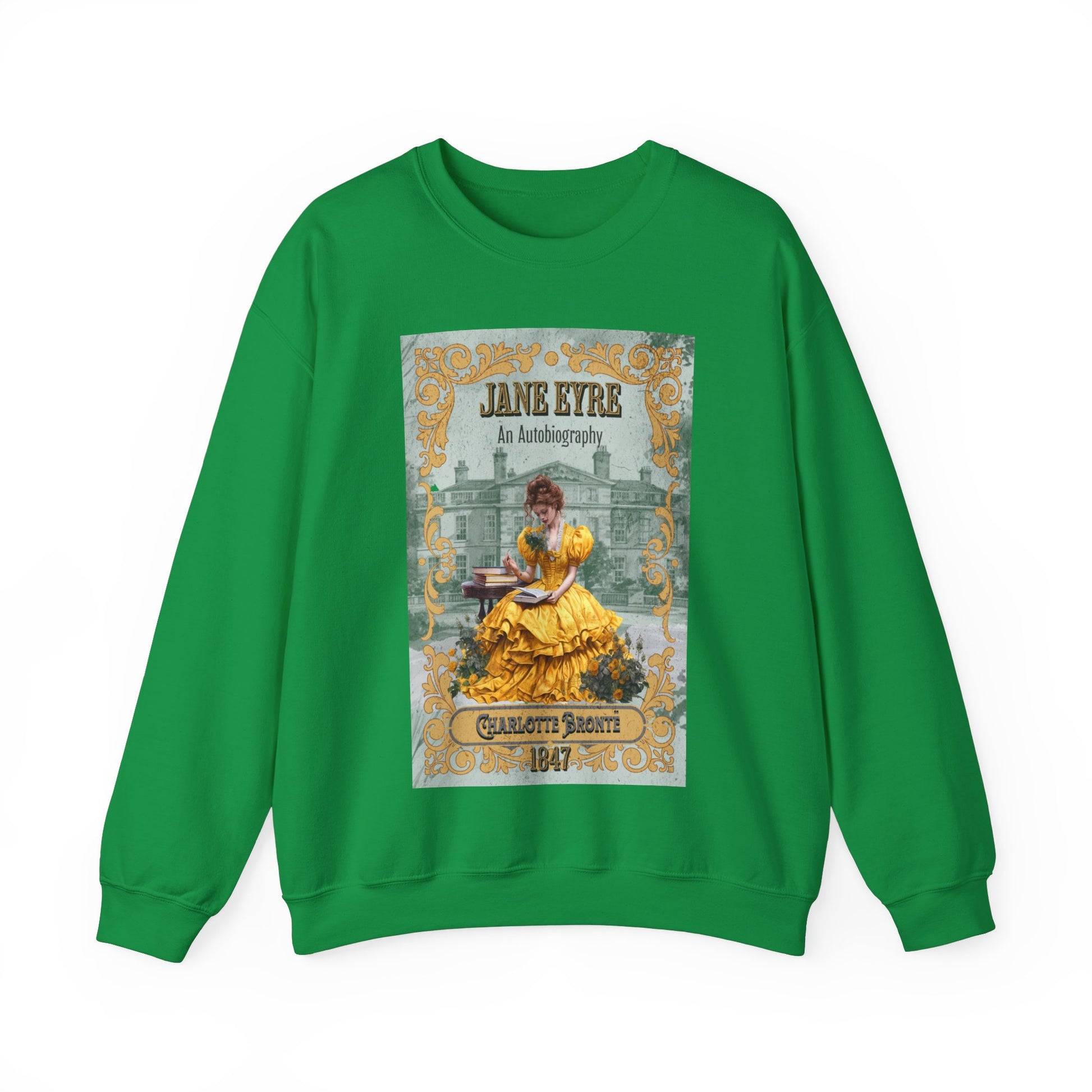 Jane Eyre Sweatshirt, Charlotte Brontë Historical Romance Sweater, Bookish Literary Brontë Sisters Fan Art Gift, Gift for Her, Readers, Sweatshirt Printify S Irish Green 