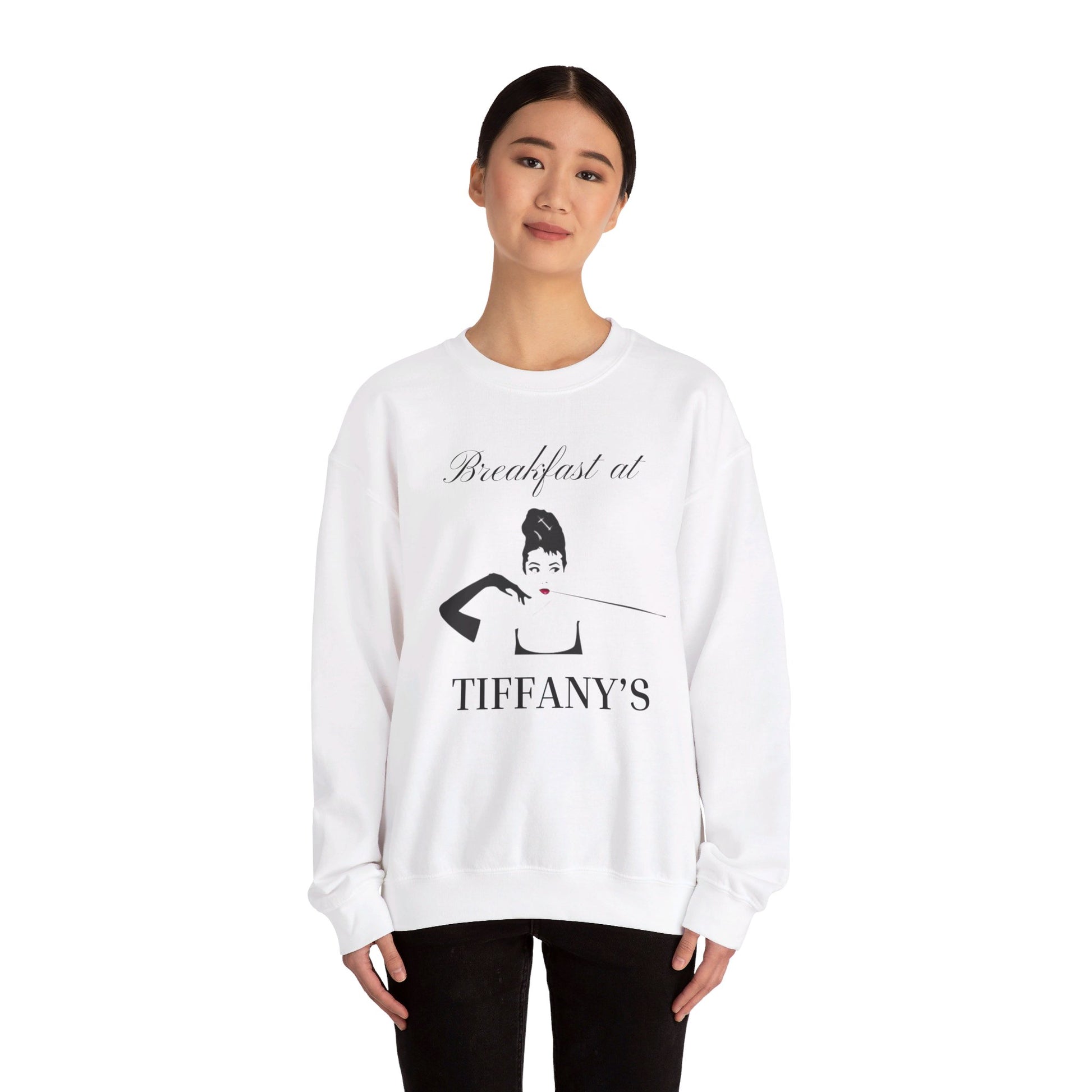 Breakfast at Tiffany's T & Co Sweatshirt , Classic Audrey Crew, Girls Brunching Weekend Sweater, Women's Shirt, Truman Capote Fan Gift Sweatshirt Printify   