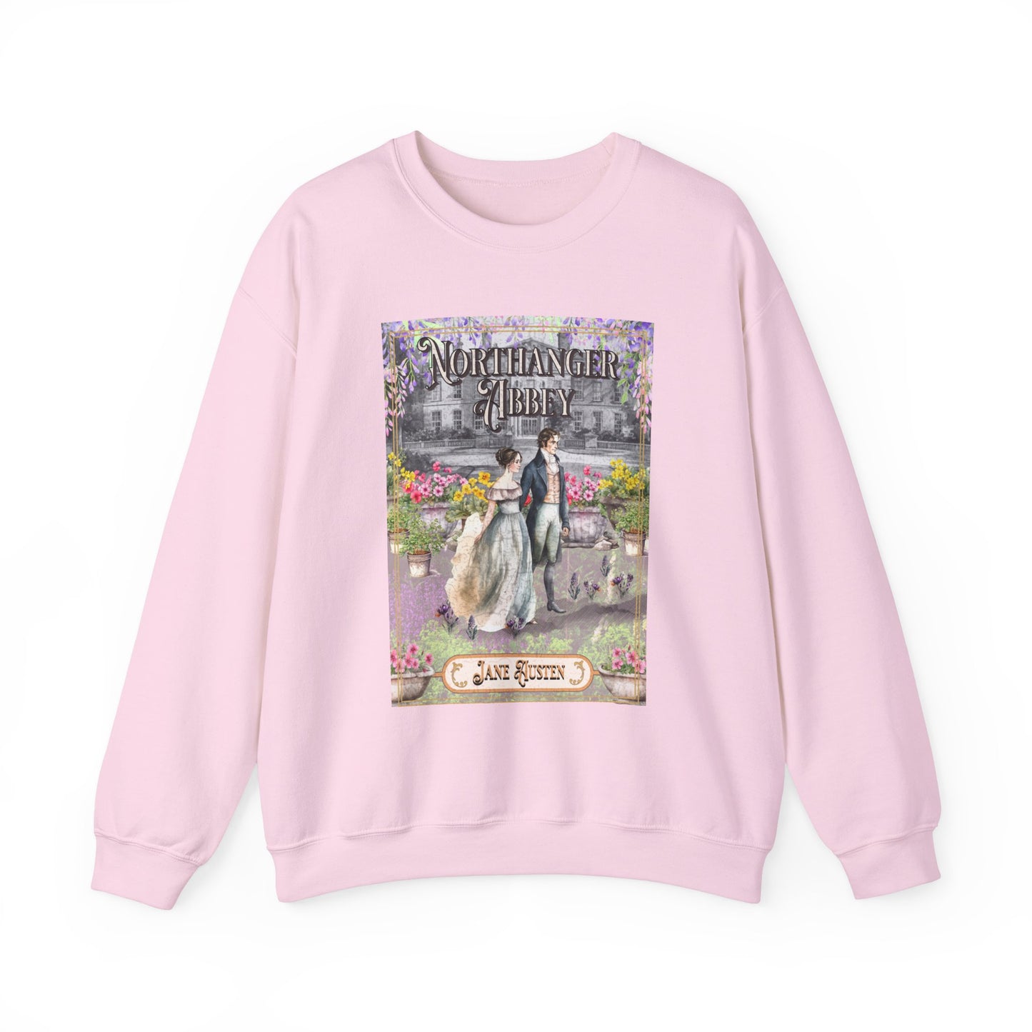 Jane Austen Sweatshirt, Northanger Abbey Historical Romance Sweater, Bookish Literary Jane Austen Fan Art Gift, Gift for Her, Bookclub Shirt Sweatshirt Printify S Light Pink 