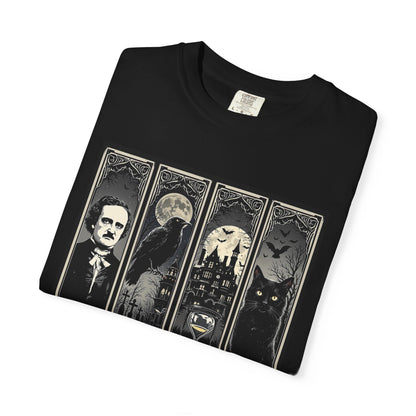 Edgar Allan Poe T-Shirt Gothic Graphic Tee The Raven Nevermore Quote Horror Literature Shirt Dark Academia Aesthetic Halloween Party Gift
