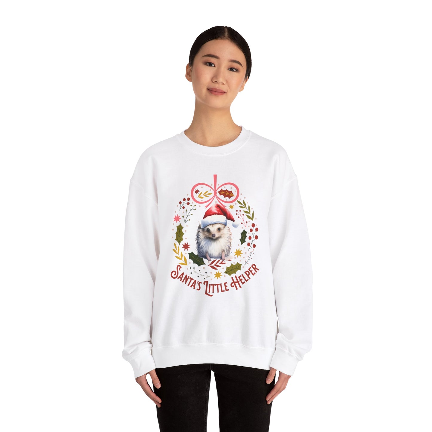 HedgeHog Christmas Sweatshirt, Cute Santa's Little Helper Sweater, Hedgehog Lover Merry Christmas Shirt, Country Christmas Animal Lover Gift Sweatshirt Printify   