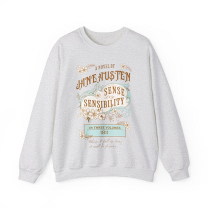 Jane Austen Sweatshirt, Sense & Sensibility Historical Romance Sweater, Bookish Literary Jane Austen Fan Art Gift, Gift for Her, Readers, Sweatshirt Printify S Ash 