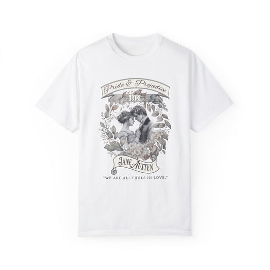 Pride and Prejudice T-Shirt Jane Austen Historical Romance Reader T-Shirt Printify White S 