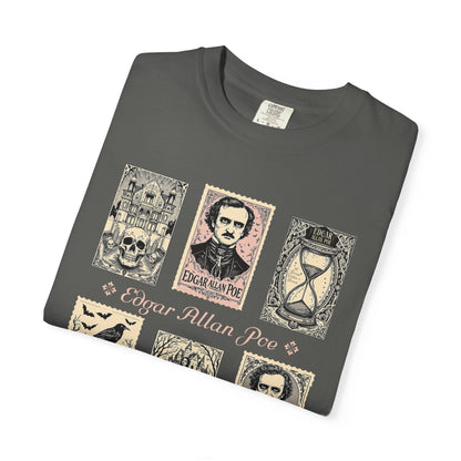 Edgar Allan Poe T-Shirt Gothic Graphic Tee The Raven Nevermore Quote Horror Literature Shirt Dark Academia Aesthetic Halloween Party Gift