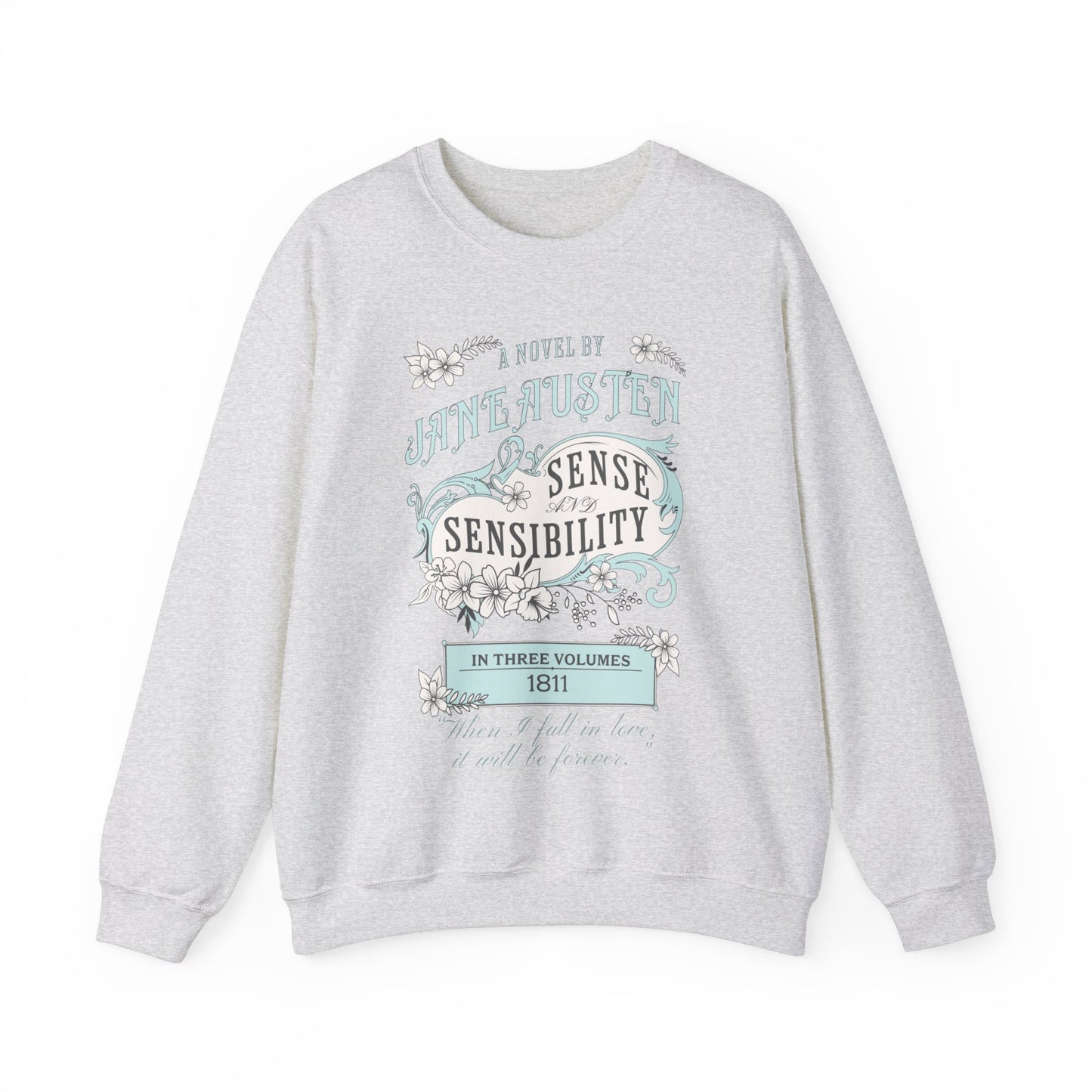 Jane Austen Sweatshirt, Sense & Sensibility Historical Romance Sweater, Bookish Literary Jane Austen Fan Art Gift, Gift for Her, Readers, Sweatshirt Printify S Ash 