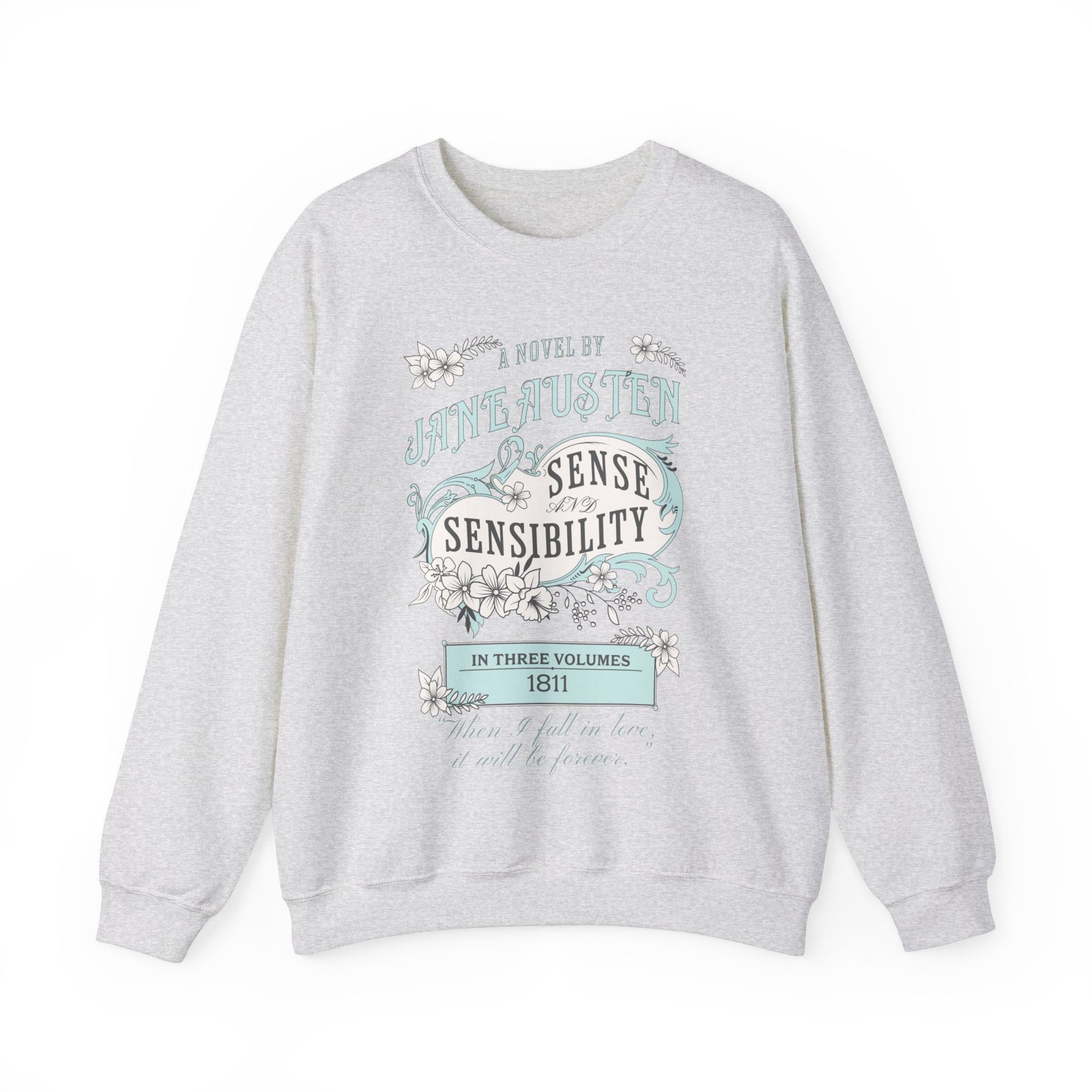 Jane Austen Sweatshirt, Sense & Sensibility Historical Romance Sweater, Bookish Literary Jane Austen Fan Art Gift, Gift for Her, Readers, Sweatshirt Printify S Ash 