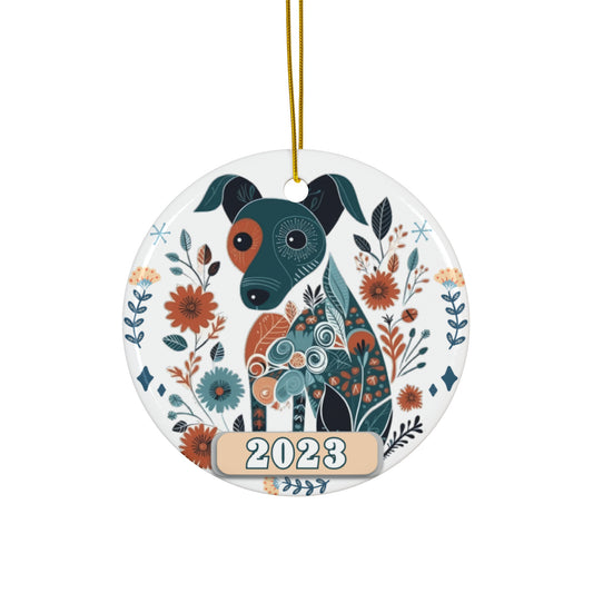 Christmas 2023 Ornament, Scandinavian, Swedish Dog Decor, Holiday Gift Idea, Heirloom Keepsake, Host Gift Exchange, Family Xmas Tree Bauble Home Decor Printify Circle One Size 