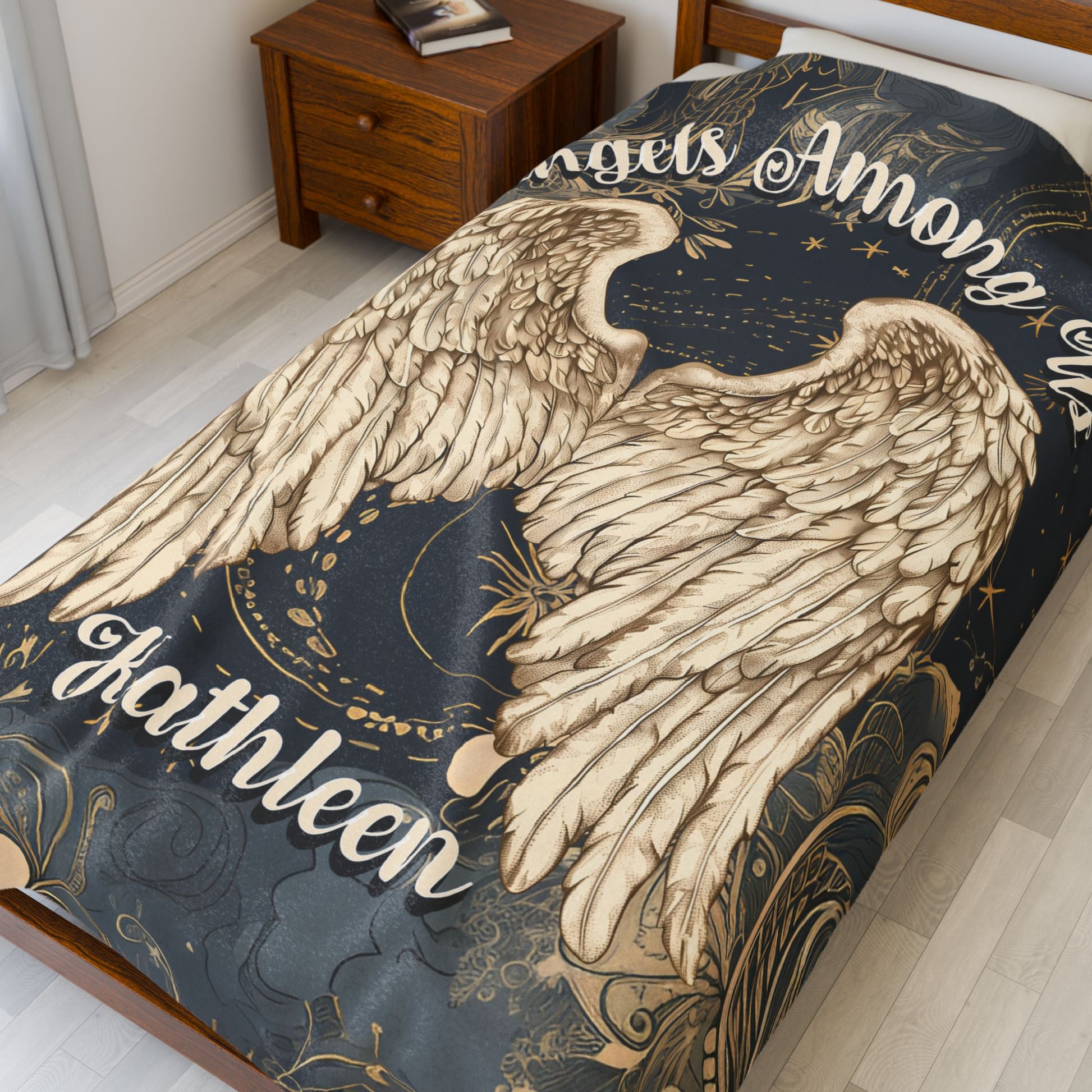 Custom Angel Wings Cuddle Plush Blanket Cozy Throw for Spiritual Gift for Birthday Christmas Gift for Mom or Best Girl Friends Angelic Love All Over Prints Printify